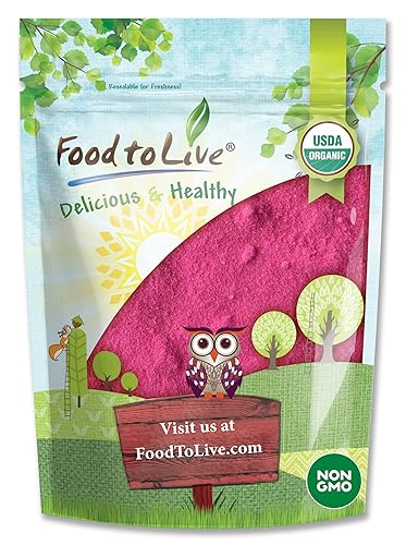 Food to Live Polvo orgánico de fruta del dragón, 12 onzas, sin OMG, Pitaya roja en polvo, vegano, a granel. Contiene maltodextrina. Rico en