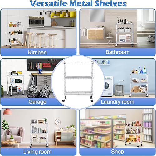 Miniatura 7 de Dkelincs Estantería de alambre de 23 pulgadas de largo x 13 pulgadas de ancho x 31 pulgadas de alto estante de alambre ajustable de 3 niveles de