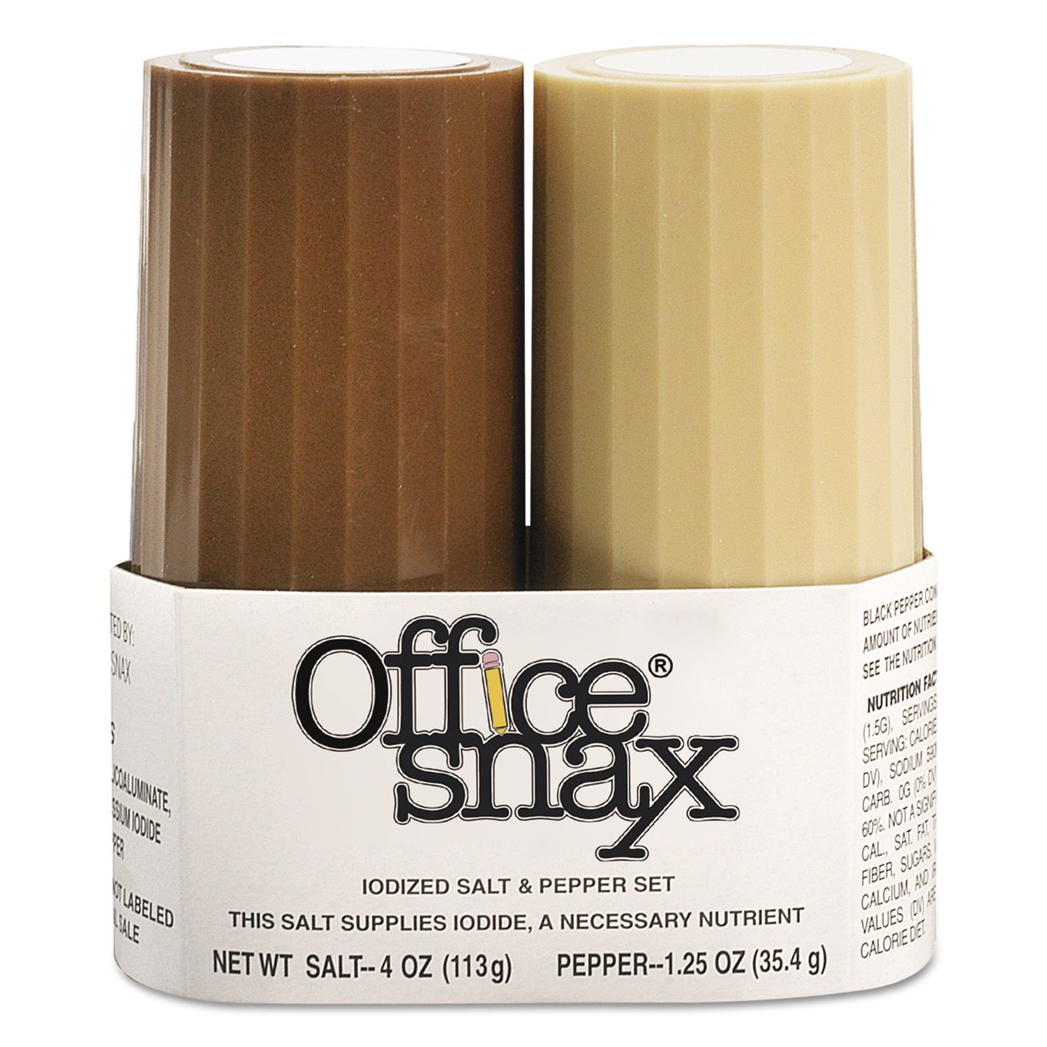 Office Snax Condiment Set, 4oz Salt, 1.5oz Pepper, Two-Shaker Set