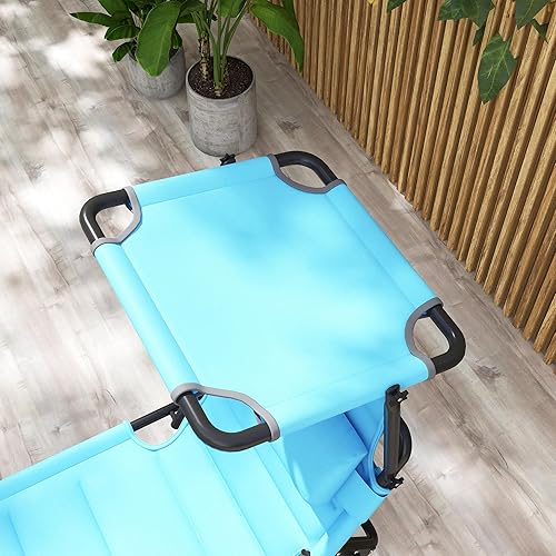 Miniatura 7 de Outsunny Sillón de 2 piezas para exteriores, respaldo ajustable, tumbona plegable, silla de bronceado acolchada con techo parasol y reposacabezas de