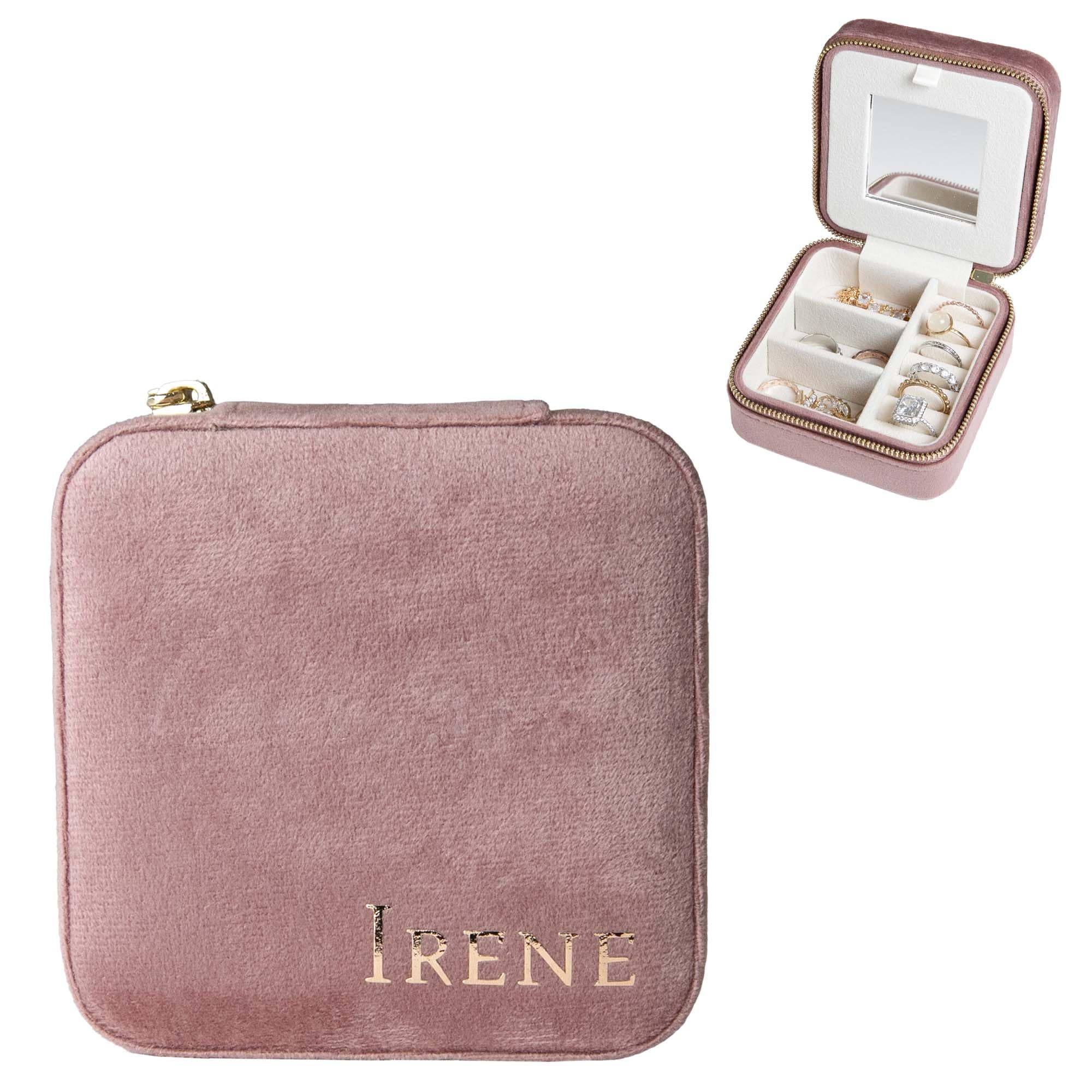 Customizable Compact Velvet Jewelry Box with Mirror Travel Jewelry Case Travel Jewelry Organizer Jewelry Box for Women and