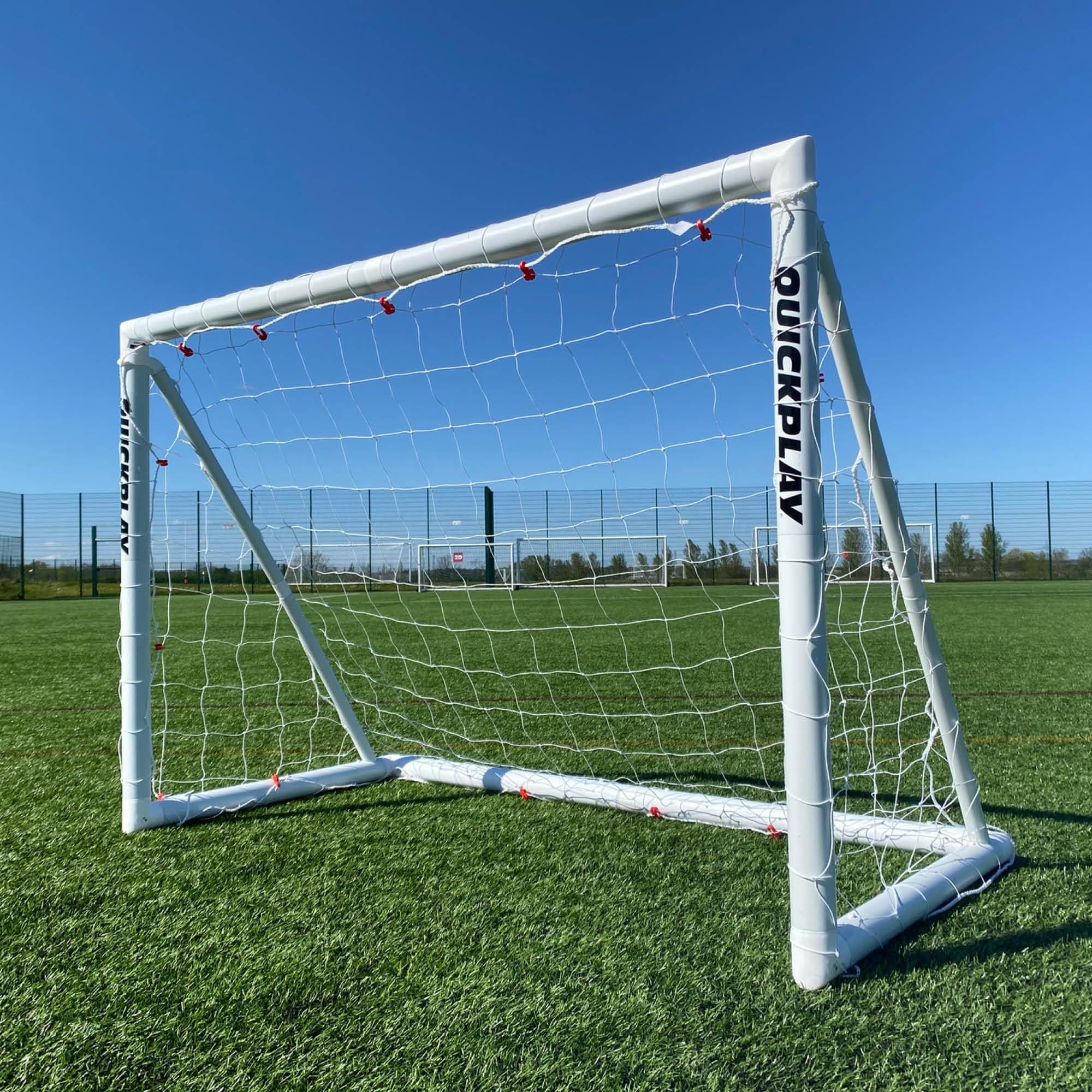 QuickPlay Q-FOLD 5x3 ft Folding Football Goals with Net - Fast Fold Garden Football Goal Posts for Kids, Fold Flat Backyard Football Goal for Home Training