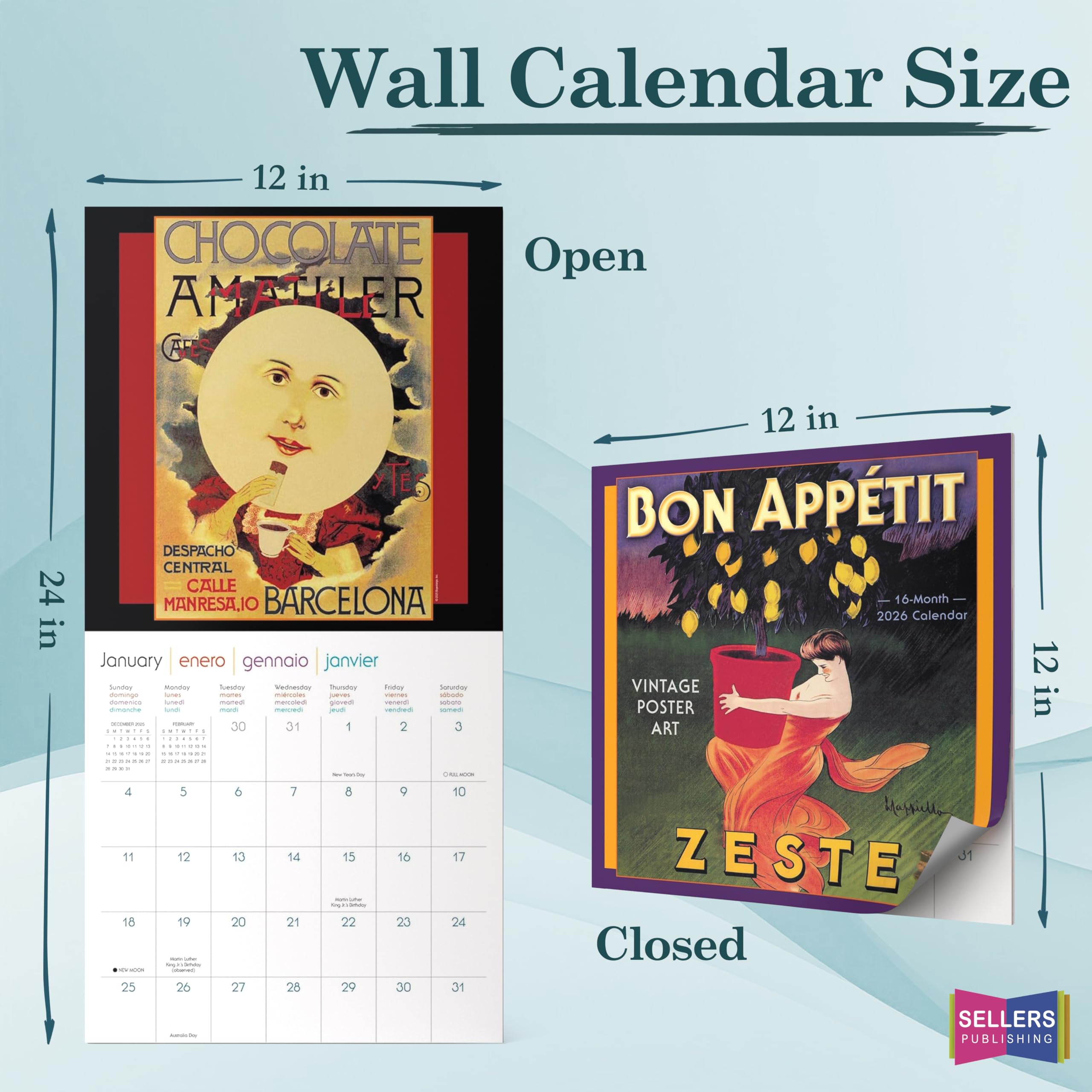 Bon Appétit 2026 Wall Calendar: 12-Month Cooking & Vintage Poster