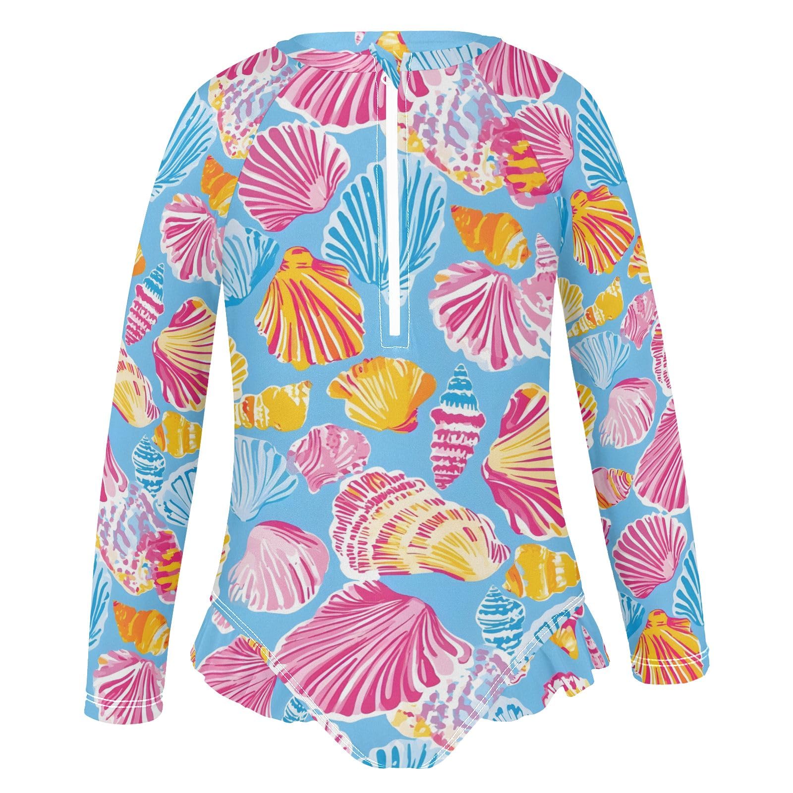 ALAZA Toddler Swimsuit Girl Bathing Suit Swimwear Rash Guard Yellow Cute Shell Long Sleeve 3T