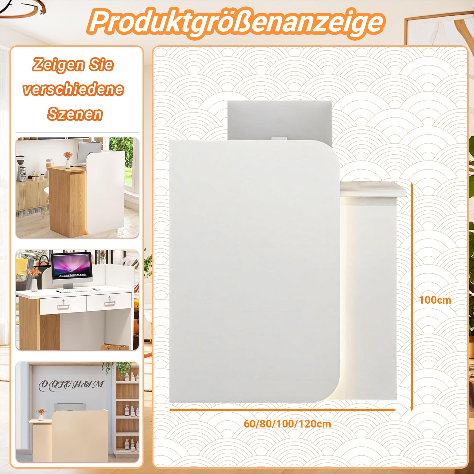 Einzelhandelstheke mit Schubladen, Messetheke Stehpult, Empfangstheke mit Schubladen, Hotel, Salon, Empfang, Kassierer, Rezeption, Supermarkt-Empfangstheke(Schwarz)