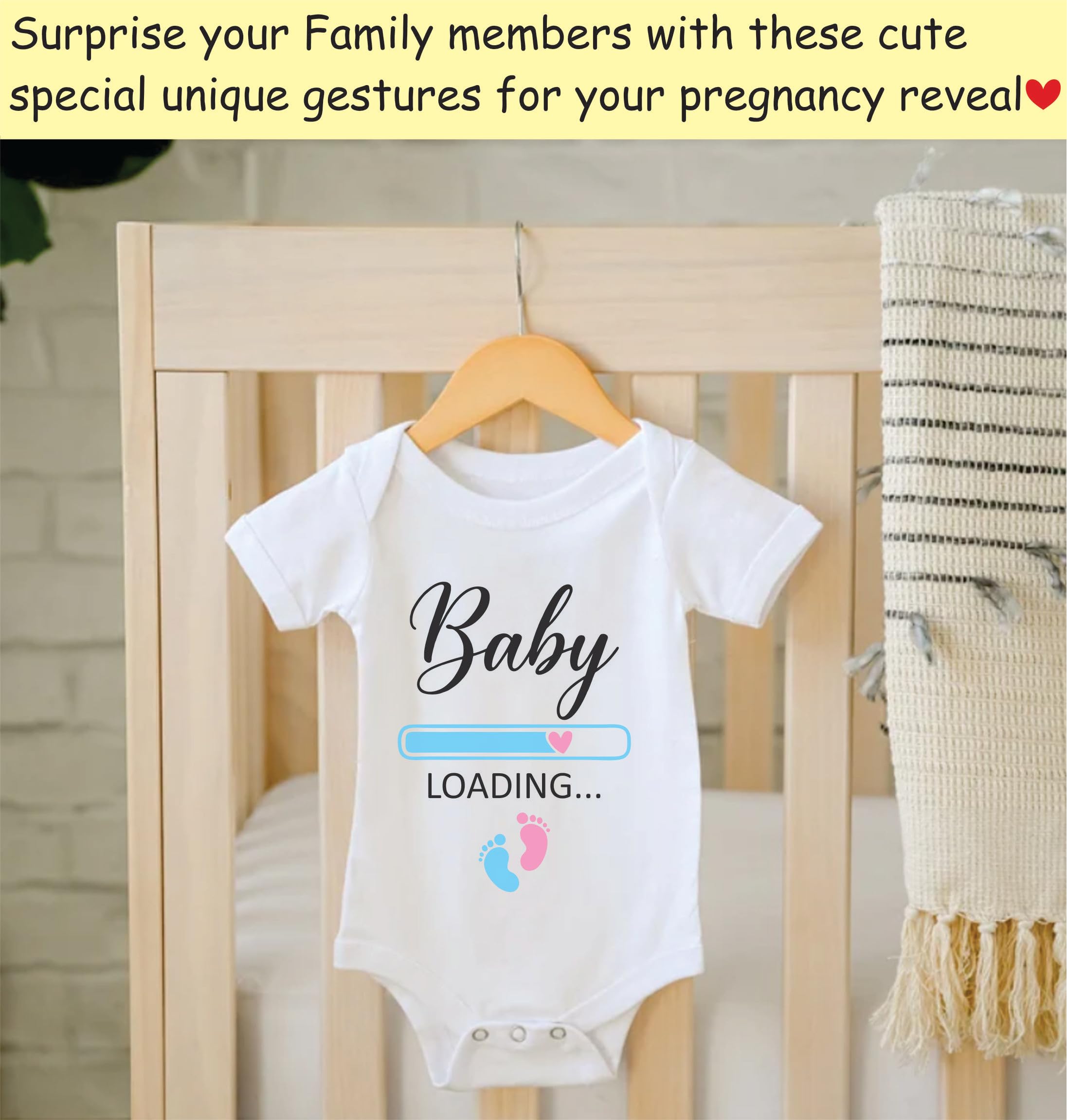 Lillypupp Baby Loading Funny Pregnancy Announcement Gift For Family And Friends| Parents To Be Couple Photoshoot Props romper. White 4