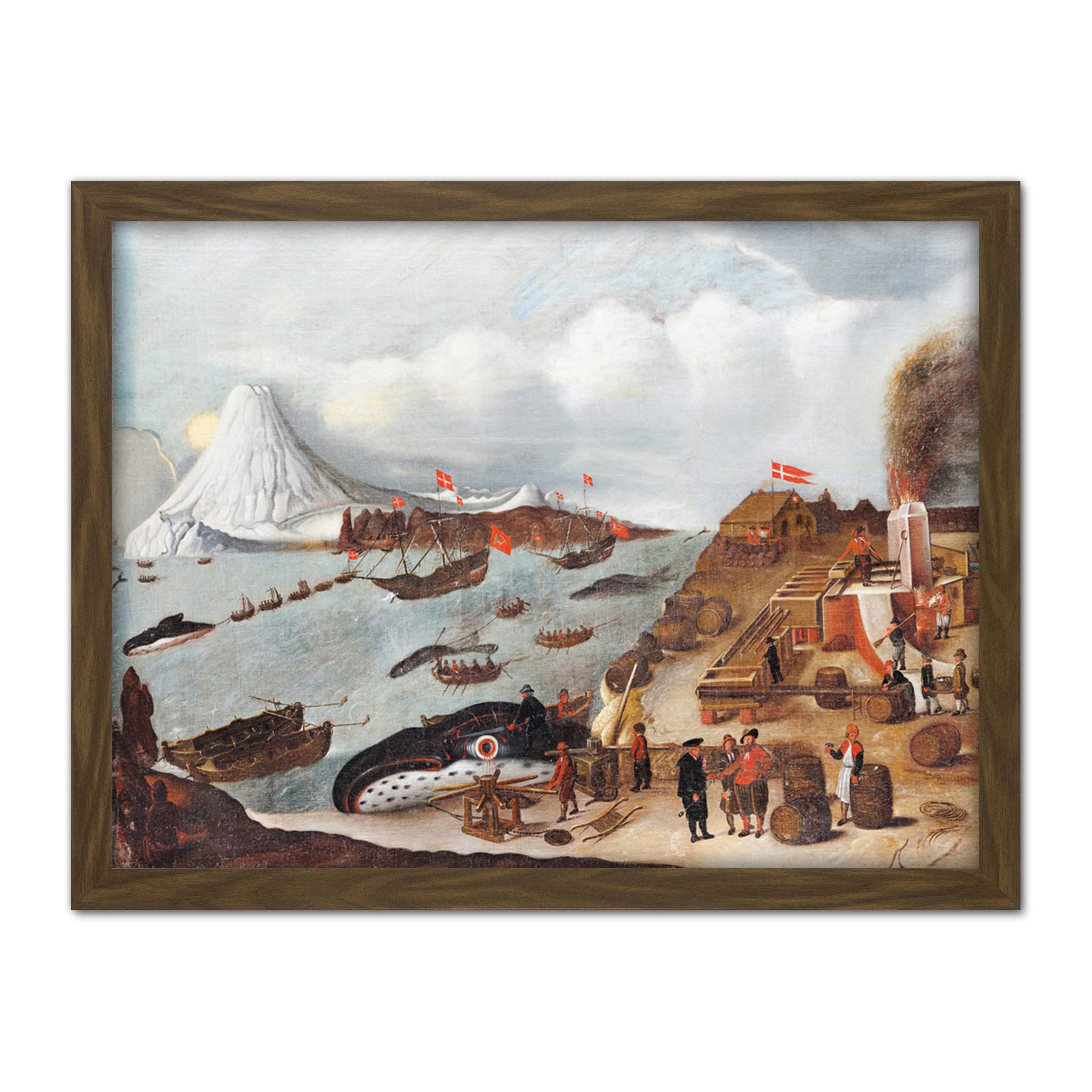Abraham Speeck Danish Whaling Station Large Framed Art Print Poster Wall Decor 18x24