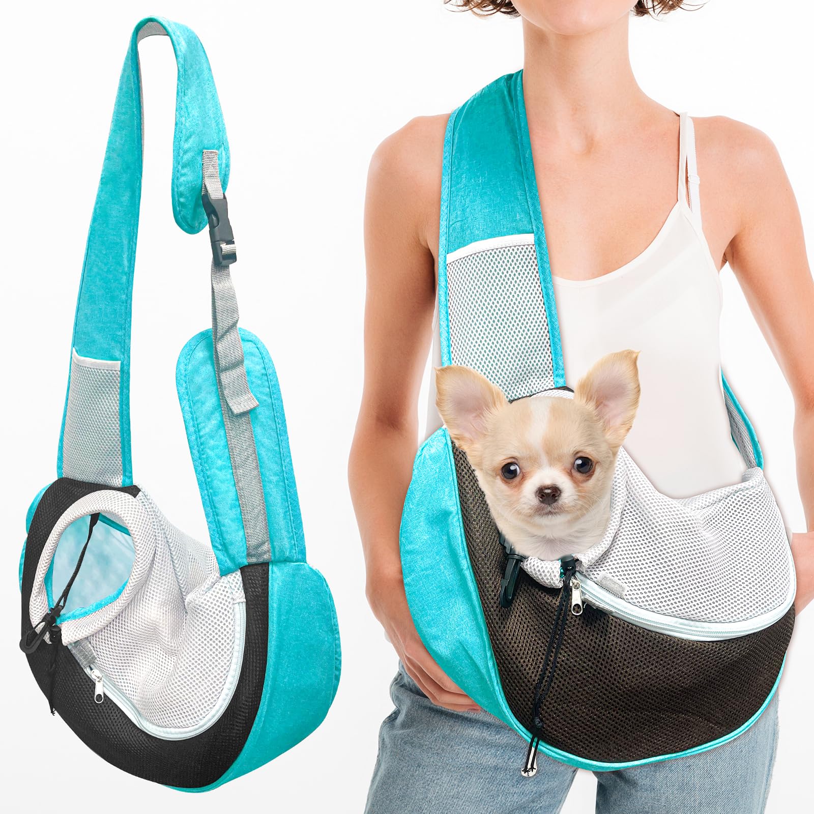 Bolso para Perros Pequeños, Transpirable Bolso Transportin Perro Pequeño Portátil Mochila Perro Pequeño hasta 5KG Bolso Perro Pequeño para Perro y Gato Paseos al Aire Libre Viajes, 1 Piezas