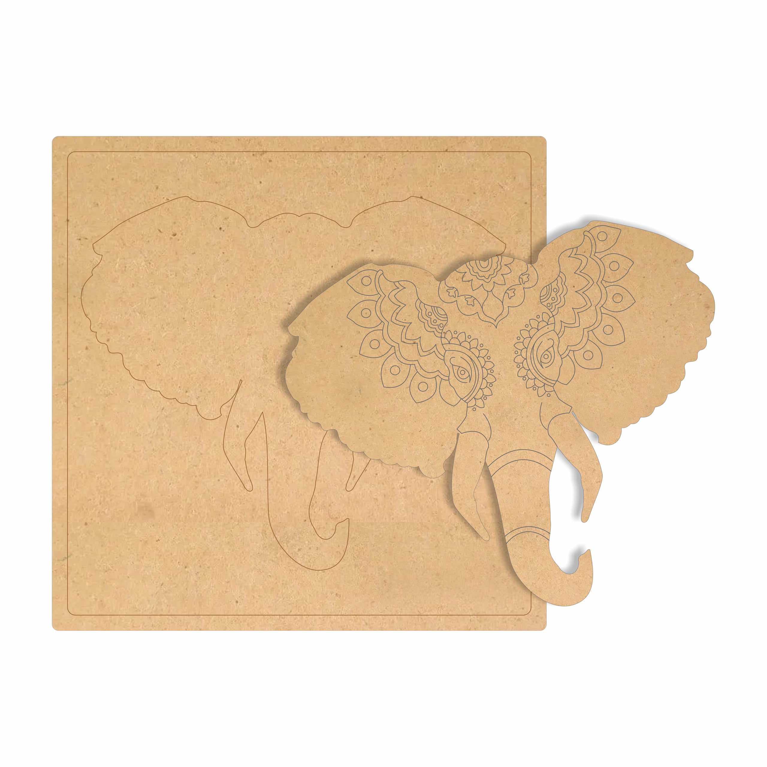 Pre Marked MDF Cutout 8inch for Clay Art Elephant Head Mandala Design Pre-Marked Cutout Wooden MDF Shapes 1Pcs-picture-30