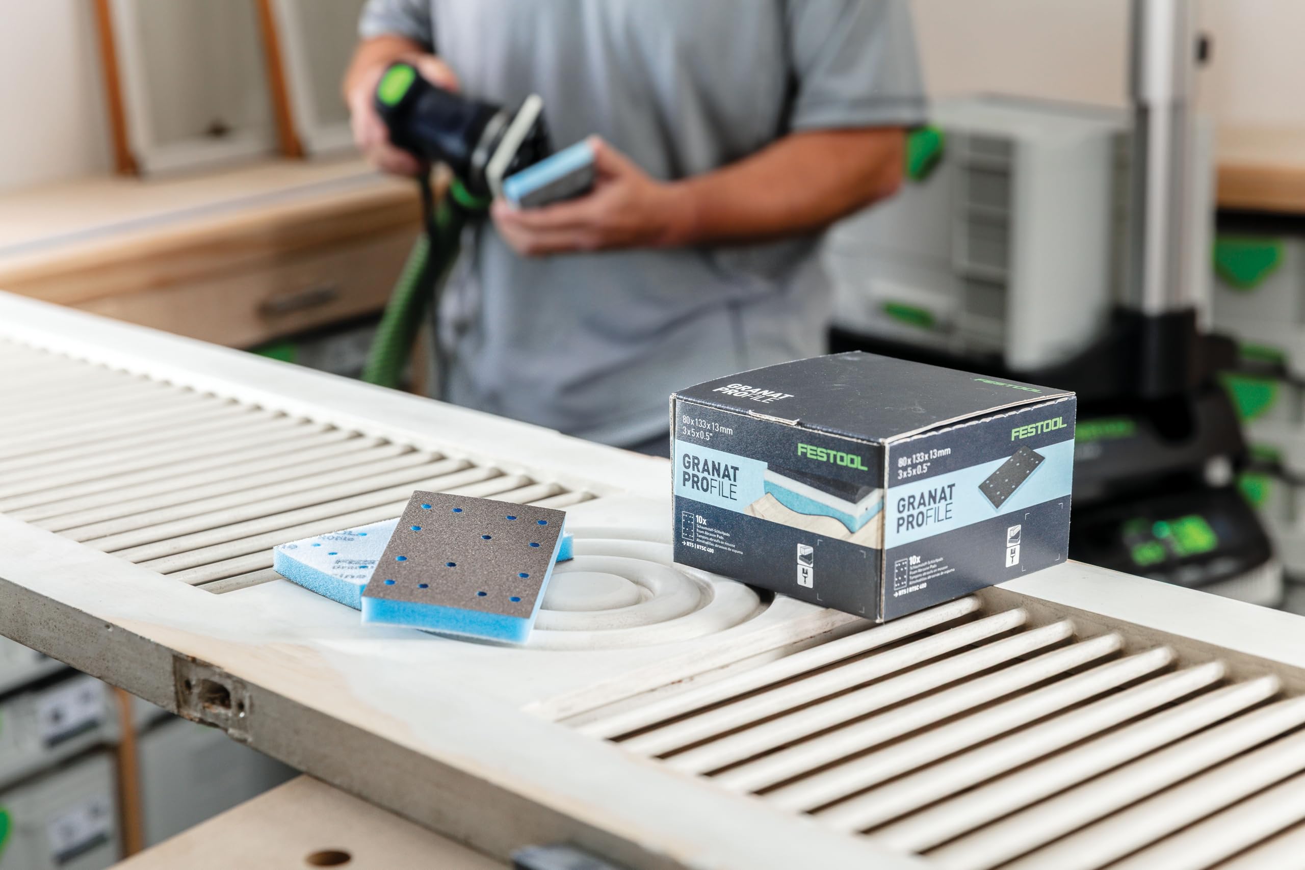Festool 578800 Granat Profile Medium 80x133 mm Profile Sanding Sheets – 10 Pack | Flexible Foam Abrasive for Contours, Moldings & Curved Surfaces |