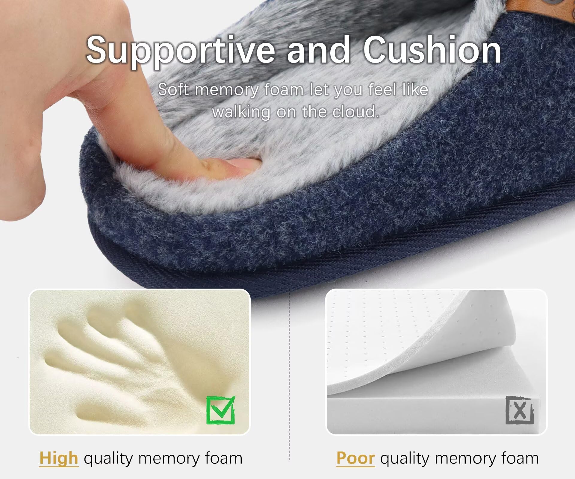 ONCAI Pantofole da Uomo Invernali, Comoda Memory Foam Calde Scarpe da Casa in Lana Con Suola Antiscivolo Taglia 40-49 EU