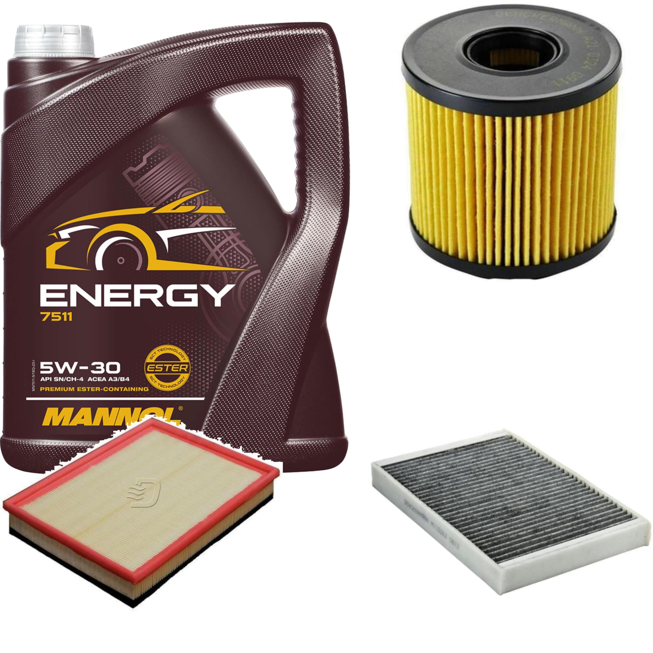 Pacchetto di ispezione Set di filtri con Energy 5W-30 5L, filtro ai carboni attivi, filtro abitacolo, filtro dell'aria, filtro dell'olio