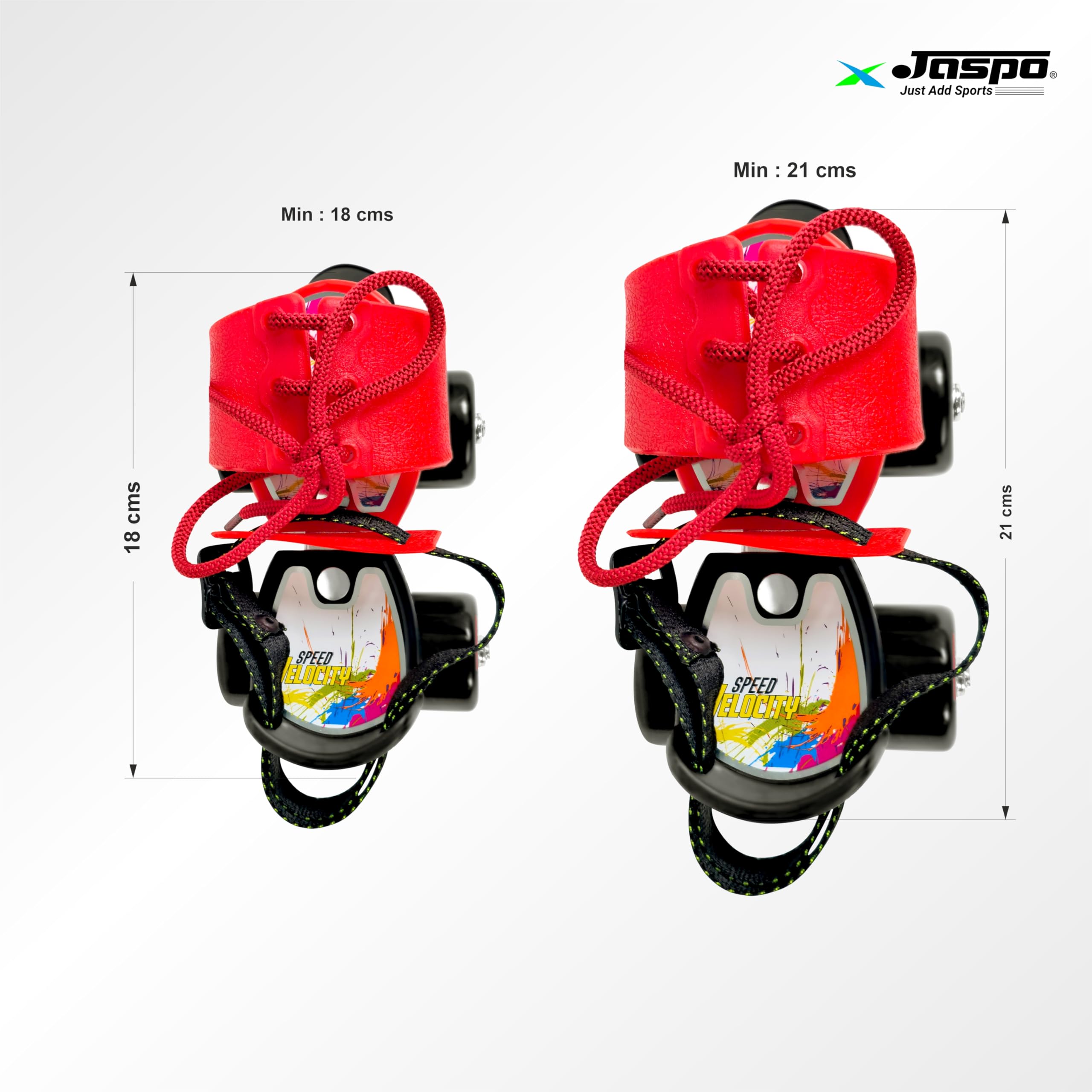 jaspo Challenger Roller Skates Indoor/Outdoor Wheel for Kids (Ages 3-7), Adjustable Fit (Foot Length 18-21 cm), Skates for Kids 3+ Years, Premium 45mm 85A PVC Wheels,Perfect Beginner Quad Skates, Red 2
