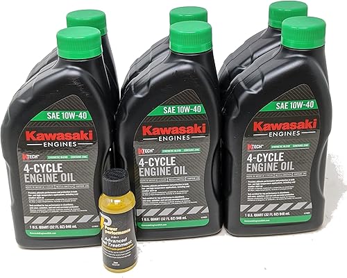 Kawasaki 6PK - Aceite de motor original OEM 10W40 de 4 ciclos K-Tech 99969-6296 y tratamiento de combustible