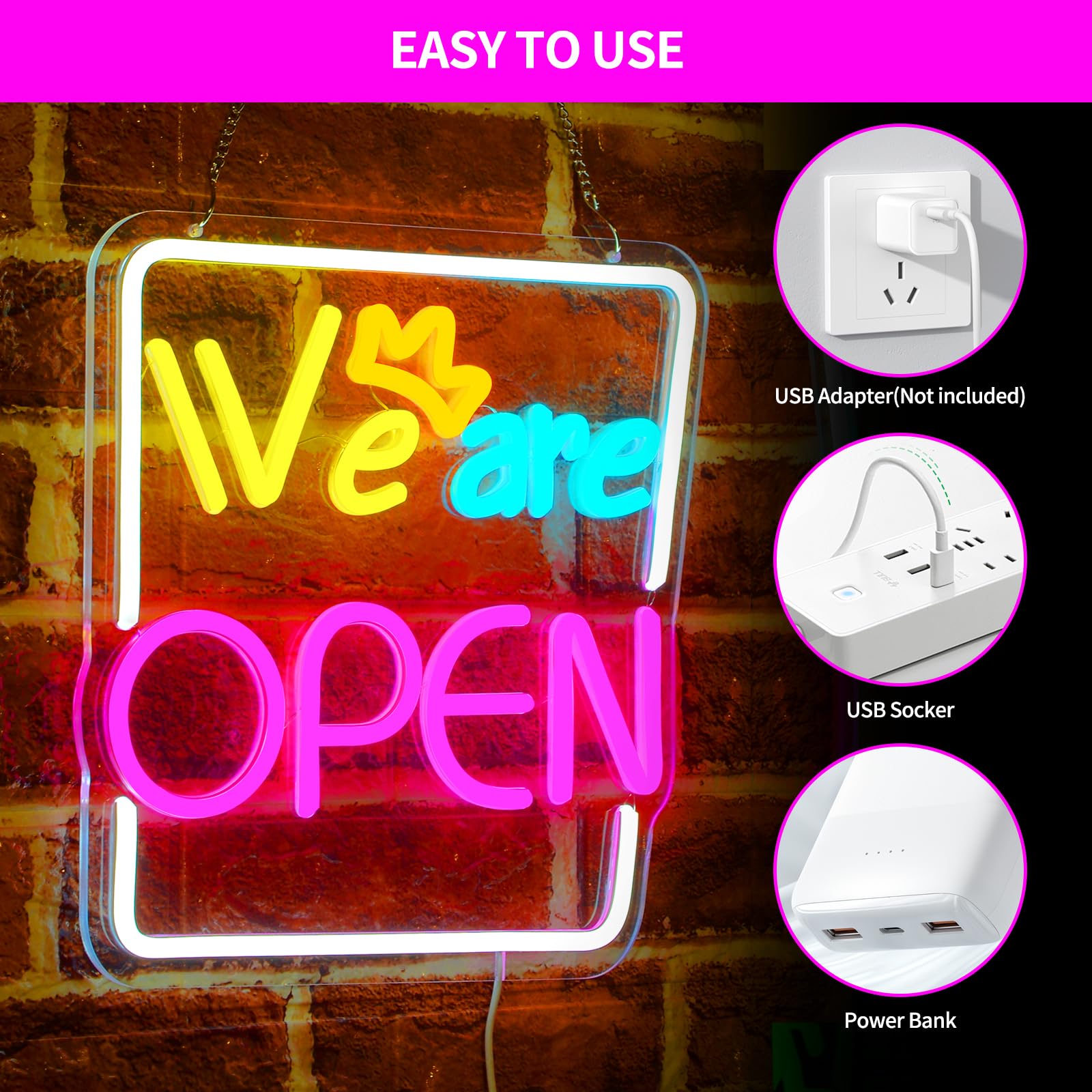 Rdutuok LED Neon We are Open Sign - Image 4