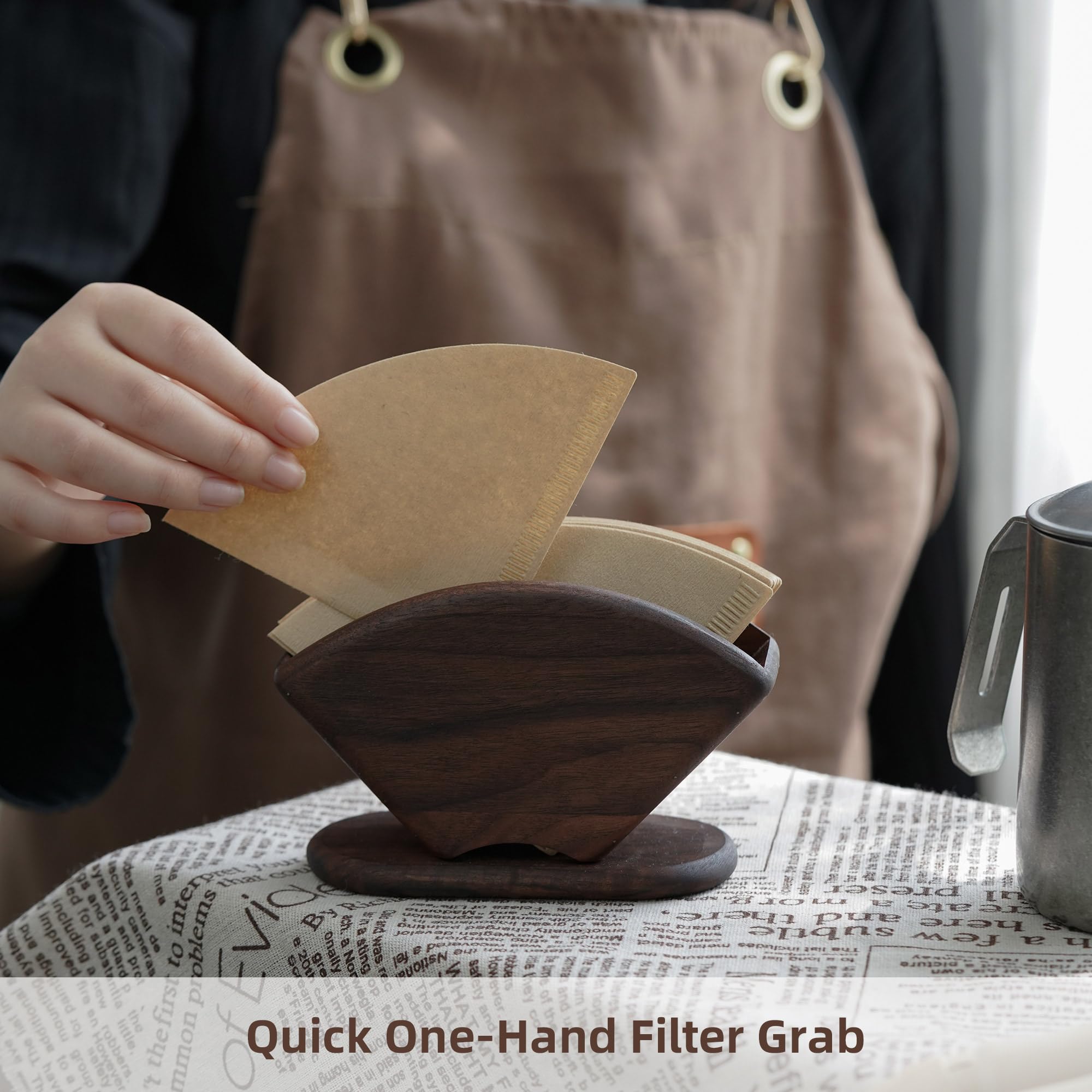 Porta filtro caffè a cono, contenitore per filtro V60 in legno, compatibile