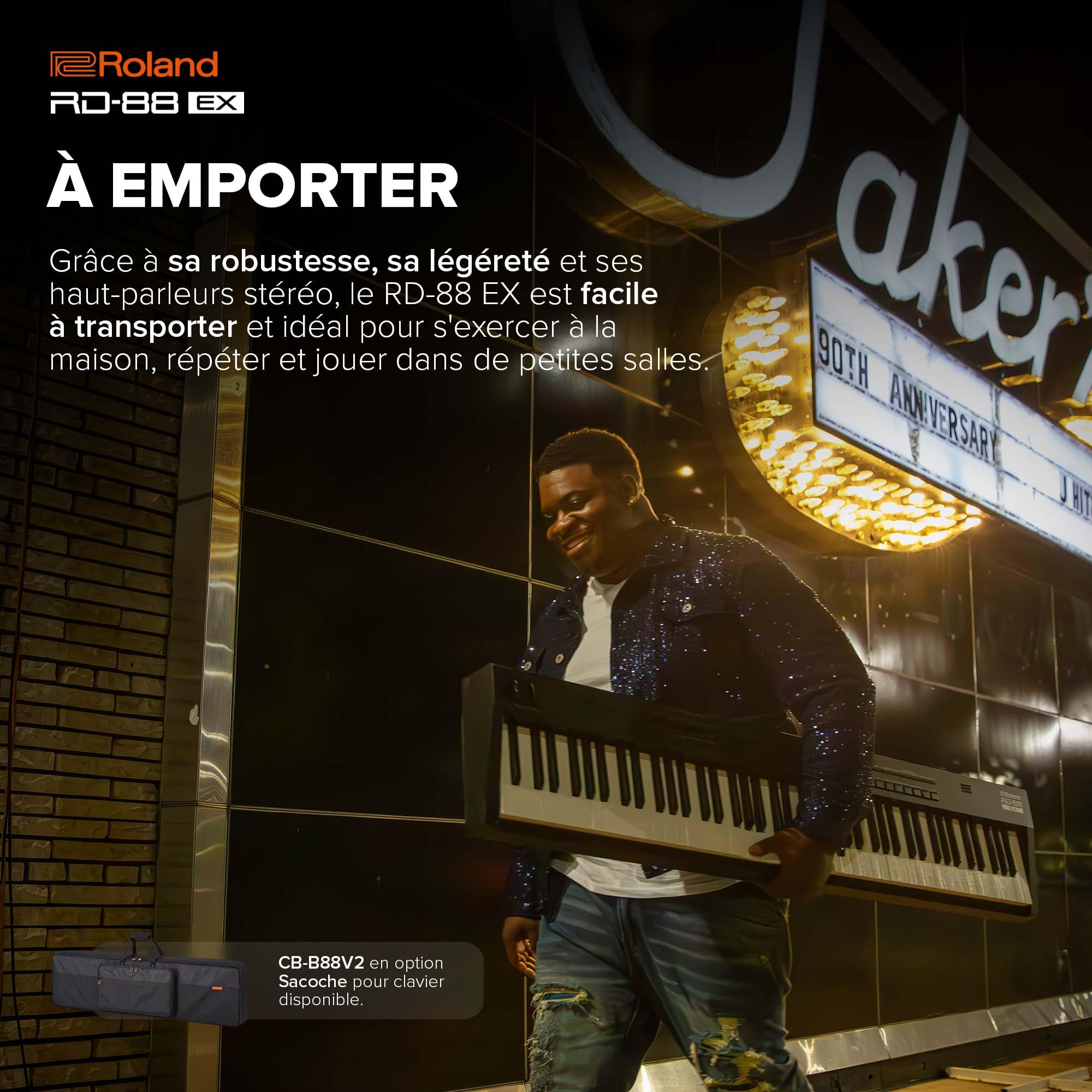 Piano de scène RD-88 EX Roland | Clavier à 88 touches d'une extrême robustesse avec multiples sons | Technologie SuperNATURAL | Générateur de sons ZEN-Core avec plus 3000 sons