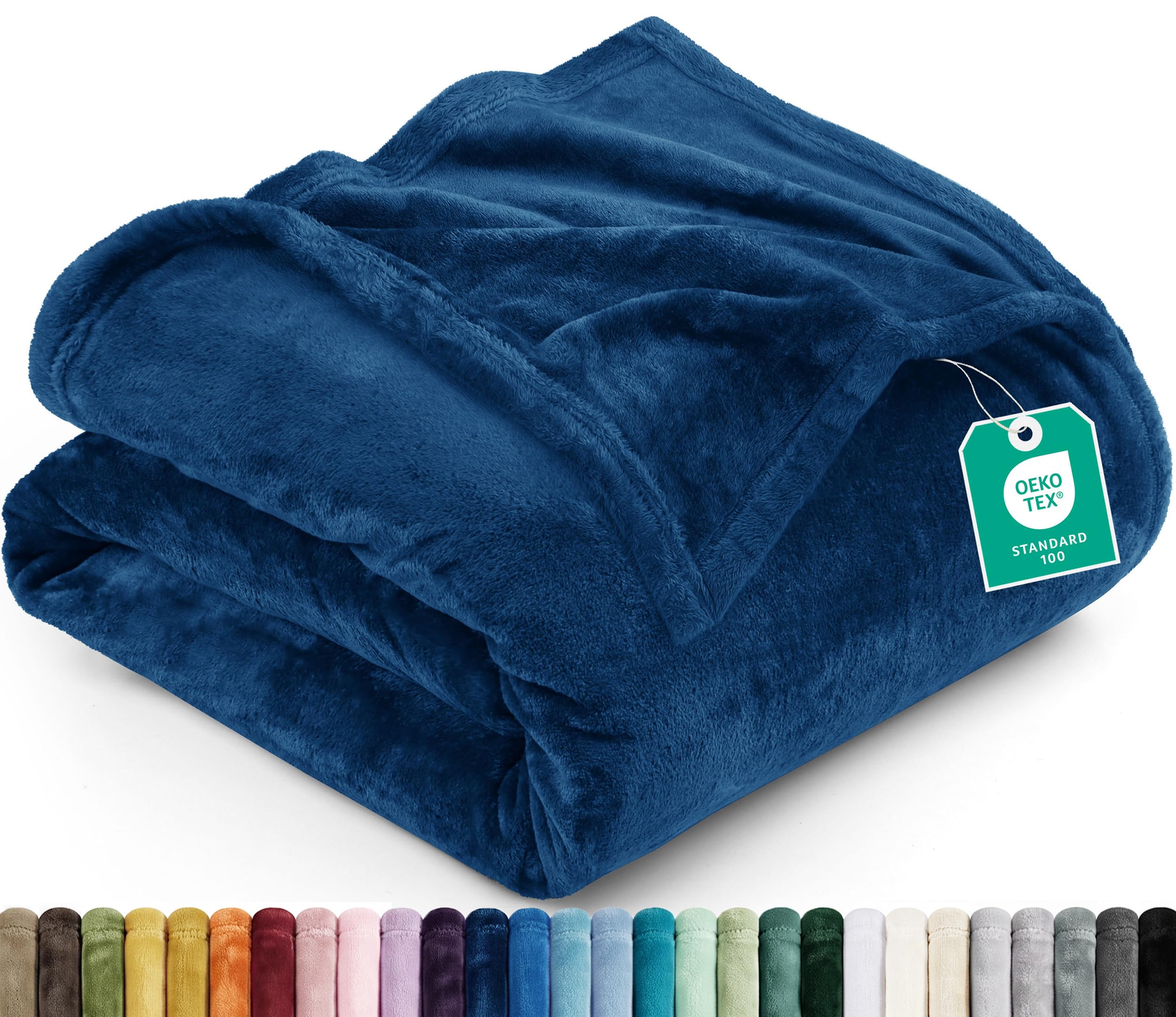 Utopia Bedding Ultra Soft Fleece Bed Blanket Queen Size Navy (90x90 Inches)