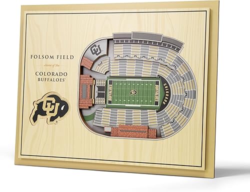 Vista 11 de YouTheFan - Póster para pared de la NCAA, vista de estadio en 3D de 5 niveles, Marrón