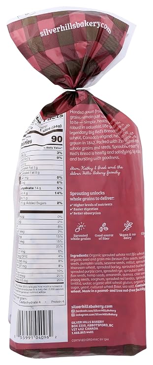 Silver Hills Bakery, Bread Sprouted Big Reds Organic, 18 Ounce