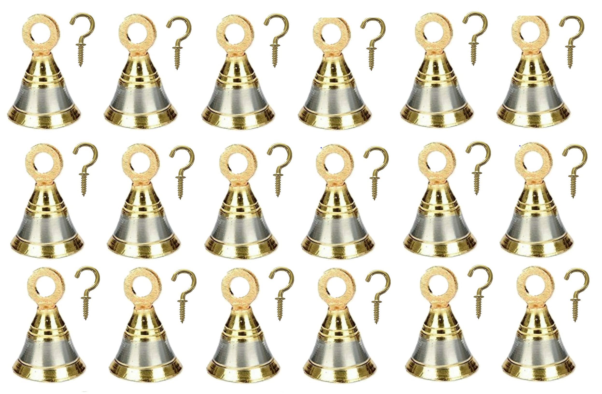UAPAN Brass Pooja Bell with J Hook (Pack of 18, 1 inch) - Image 2 thumbnail