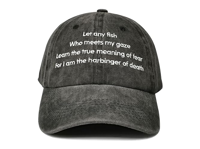 Hepandy Embroidered Let Any Fish Hats - Let Any Fish (Washed Black)