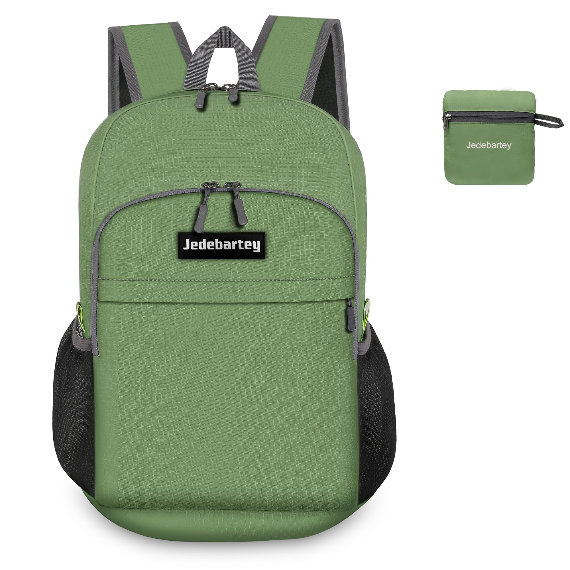 Jedebartey Rucksack, 20L Ultra Lightweight Backpack Foldable Hiking Daypack Small Travel Day Bag for Men Women Kids Outdoor Sports Camping Mountaineering Walking Cycling Climbing (Green)