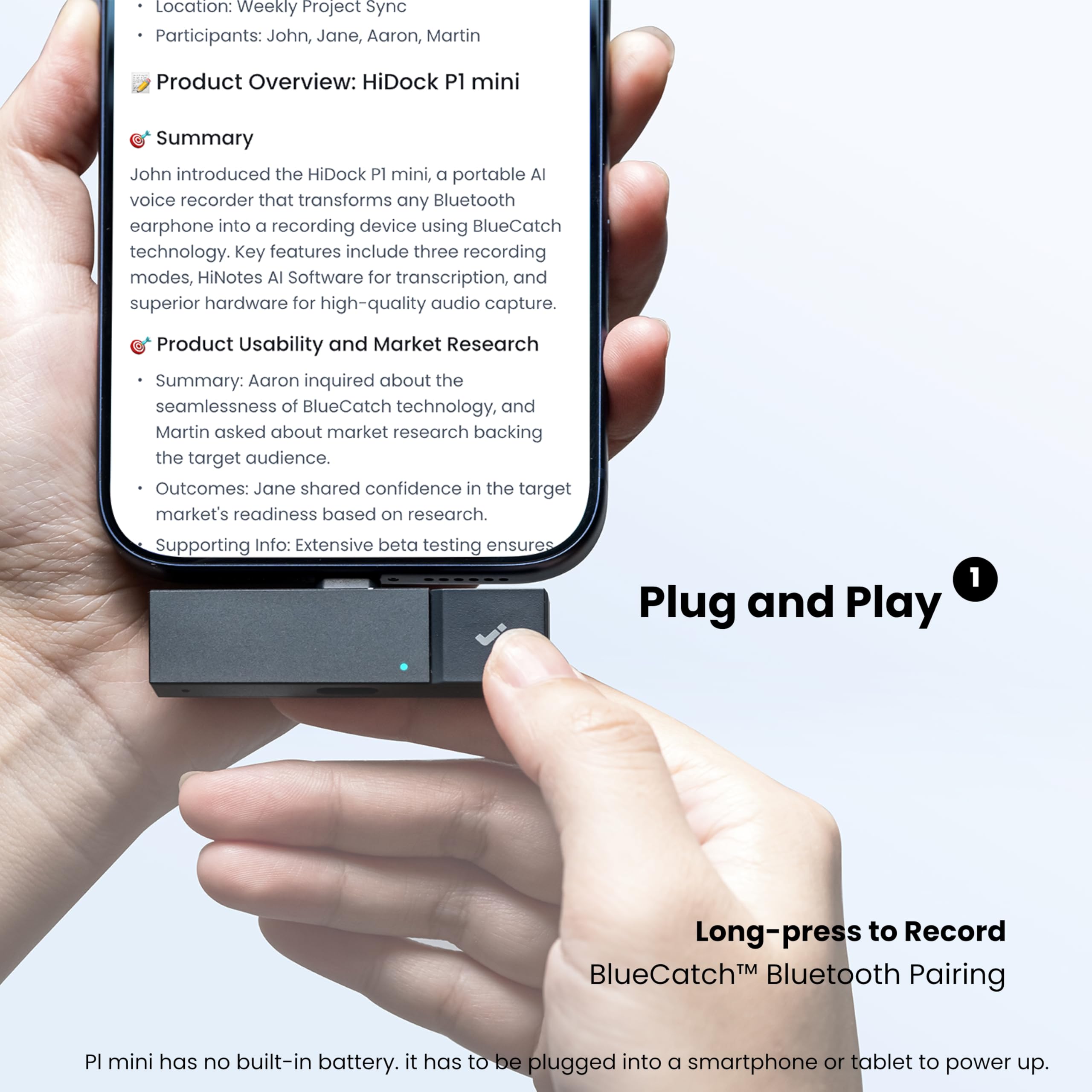 Amazon.com: HiDock P1 mini AI Voice Recorder: Smart Voice Recorder