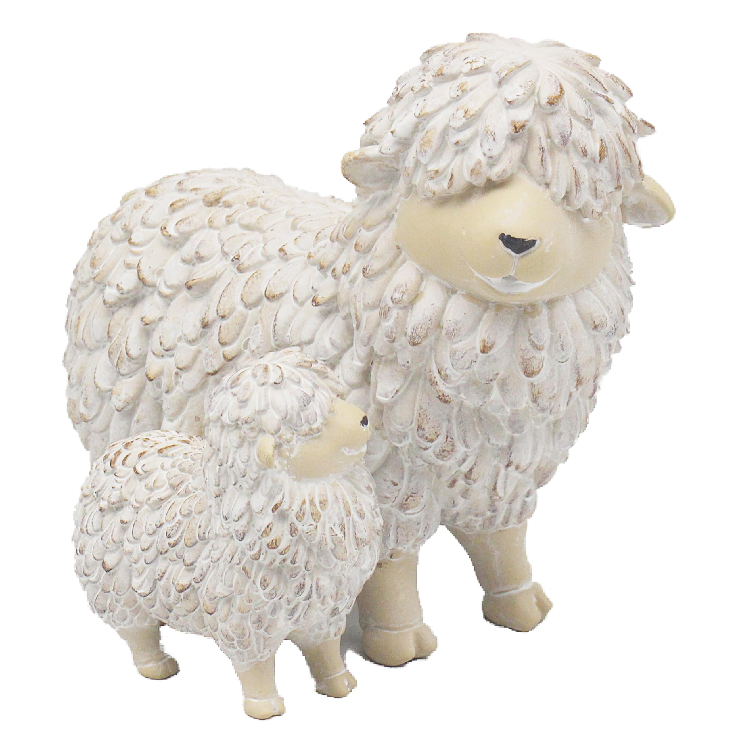 The Leonardo Collection Shaggy Sheep With Lamb Figurines Statues For Home Decor | Ideal Ornaments Friendship Gifts For Women & Men | Lovely Table Centerpiece & Living Room Accessories