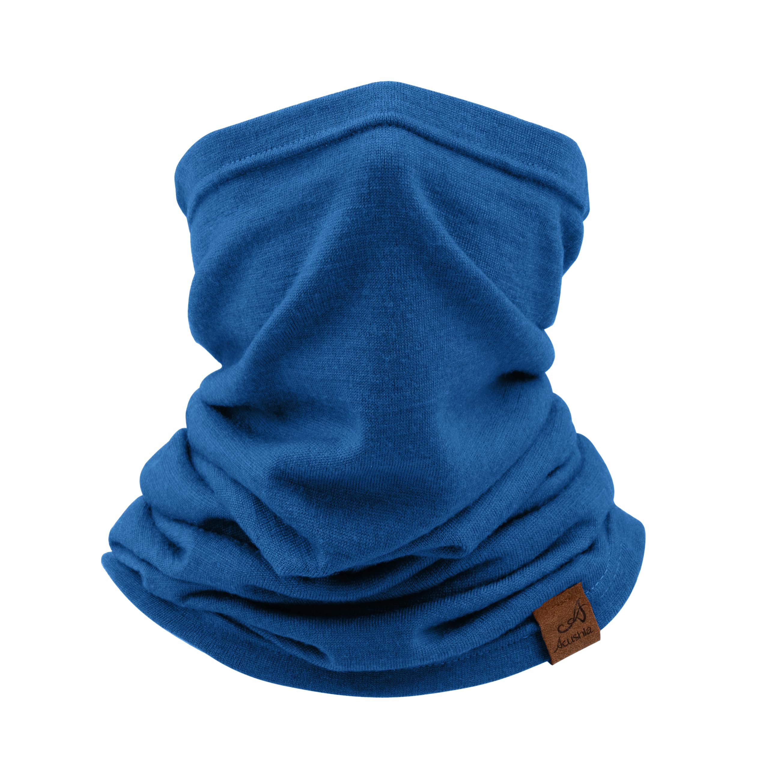 ACUSHLA 100% Merino Wool Neck Gaiter Ski Face Mask Scarf Neck Warmer for Men & Women All Weather (Cyan 215)