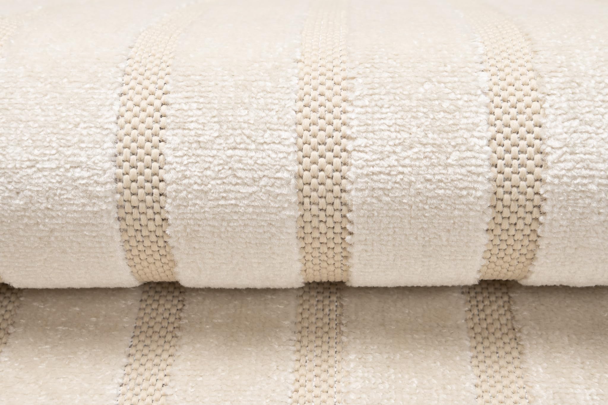 TAPISO Patio Tapis Extérieur Intérieur Terrasse Balcon Jardin d'hiver Cuisine Salon Moderne Crème Géométrique Aspect 3D Résistant aux Intempéries Oeko-TEX 160 x 220 cm
