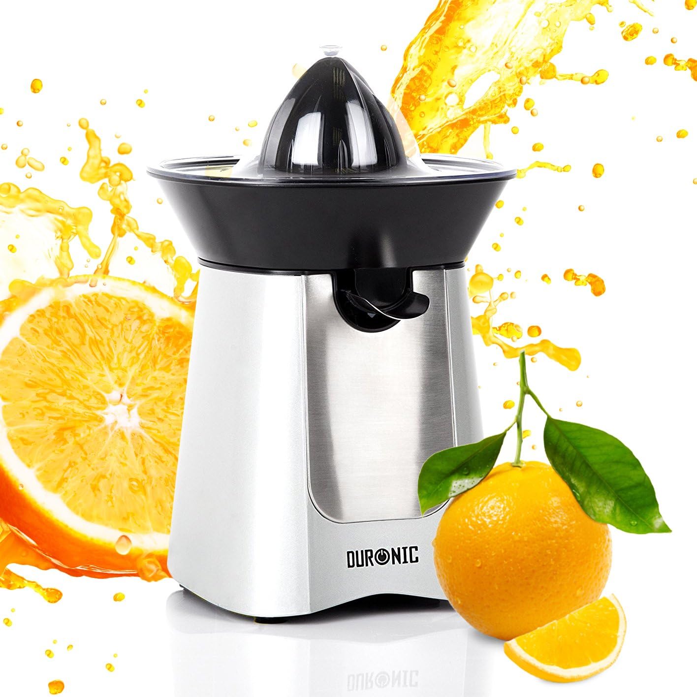 Electric Citrus Juicer JE6SR Fruit Juice Press Extractor 100W Motor Silver and Stainless-Steel 2 Cone Oranges Lemons Squeezer Machine