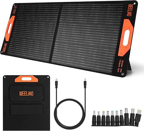 Paneles solares de 18 V 100 W Panel solar plegable para estación de energía con 10 conectores, cargador de panel solar monocristalino ligero para