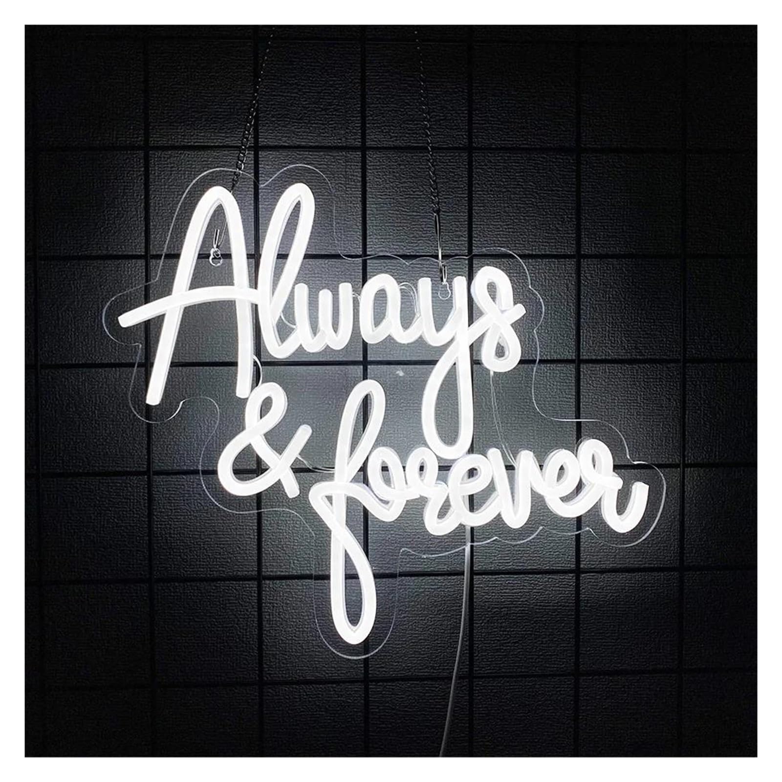 LEMST Sign Lamp Always and Forever Neon Signs,Wall Decor USB Powered Night Light Party Wedding Bar Beauty 34cmх30.5cm