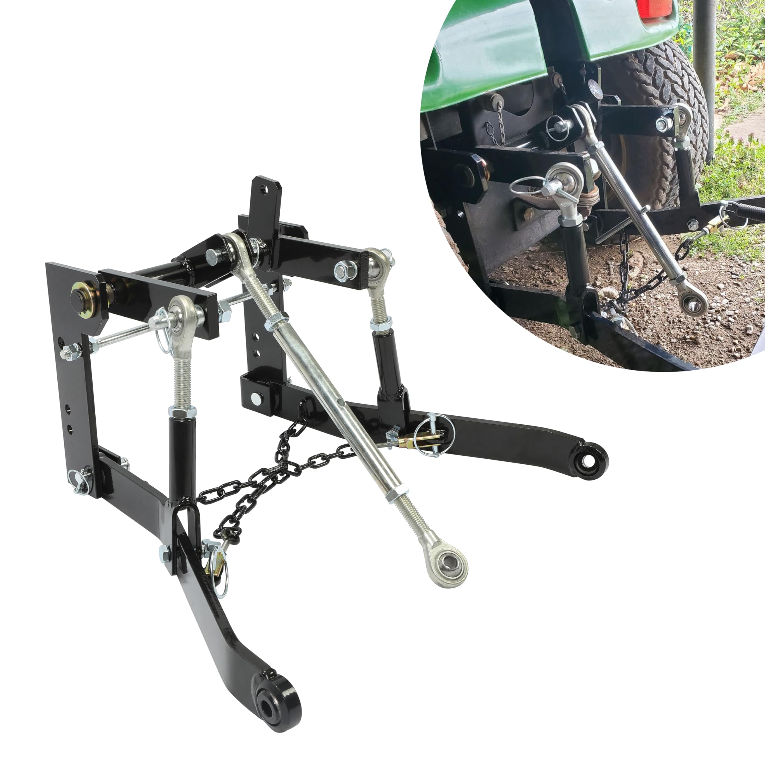 ECOTRIC 3 Point Hitch Steel Kit Compatible with John Deere 140 300 317 with Closed Frame Receiver Hook