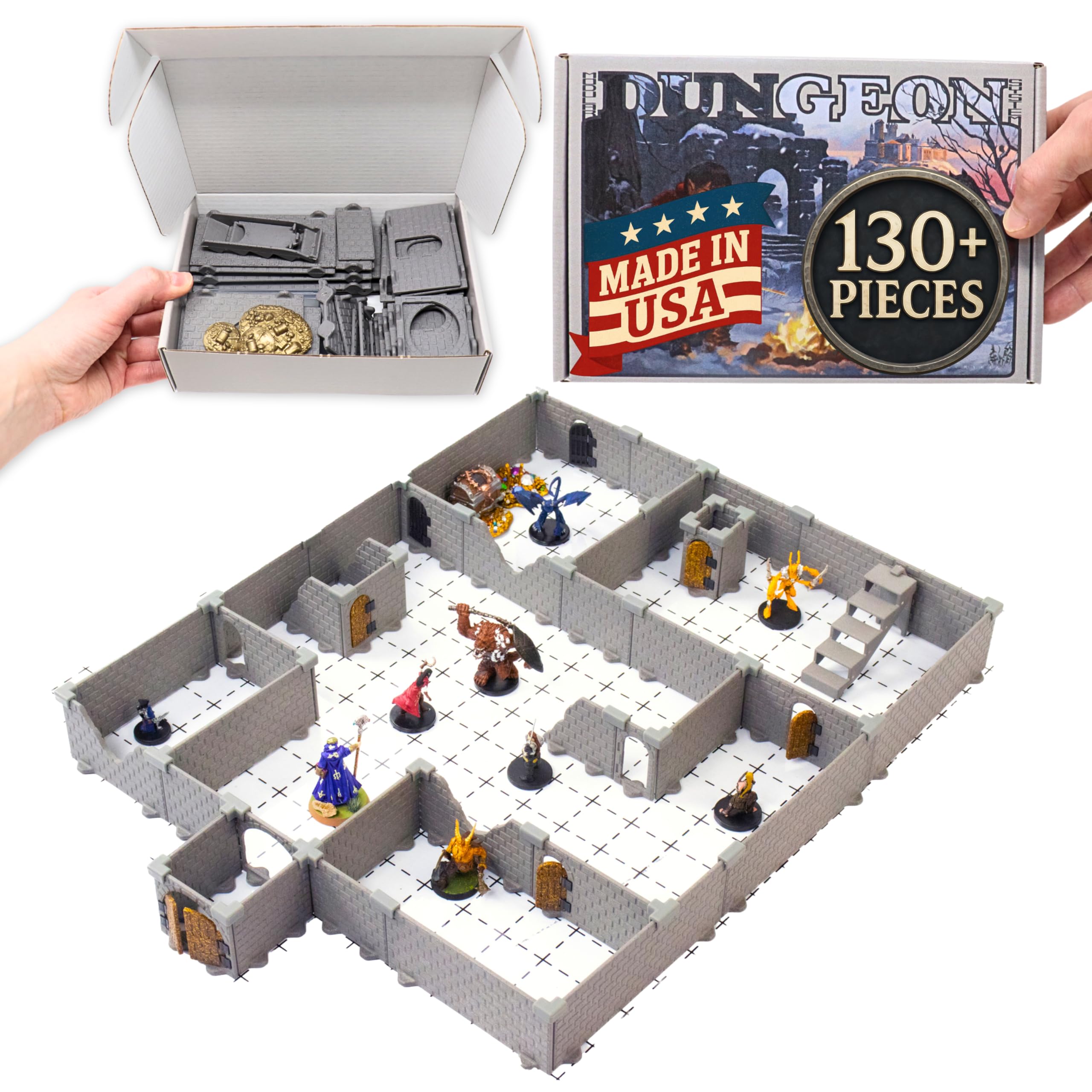 6点　パーフェクトダンジョンセット　グレー ジオラマベース Amazon.co.jp: スクワイアダンジョンセット - ミニダンジョン城洞窟DND