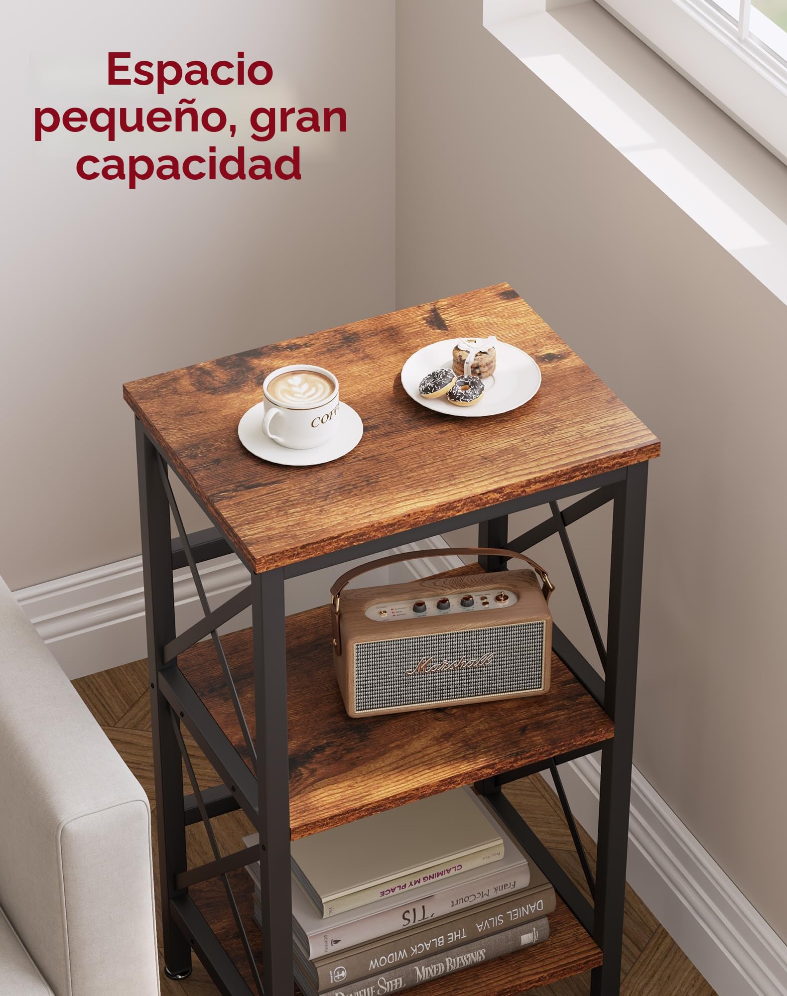 YMYNY Librería, Estantería de 3 Niveles, Estanteria Almacenaje, Mueble Organizador, para Salón, Dormitorio, Cocina, Oficina, Estilo Industrial, 40×29×75CM Marrón Rústico HST008H