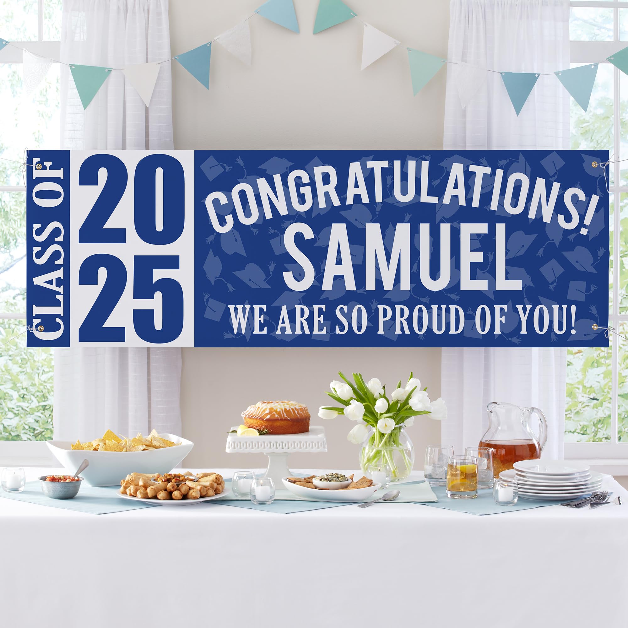 Let's Make Memories Personalized Graduation Banner Class of 2025 - Graduation Party Decorations - Congratulations Banner - Indoor/Outdoor Vinyl - Best in Class - Blue - 6 ft.