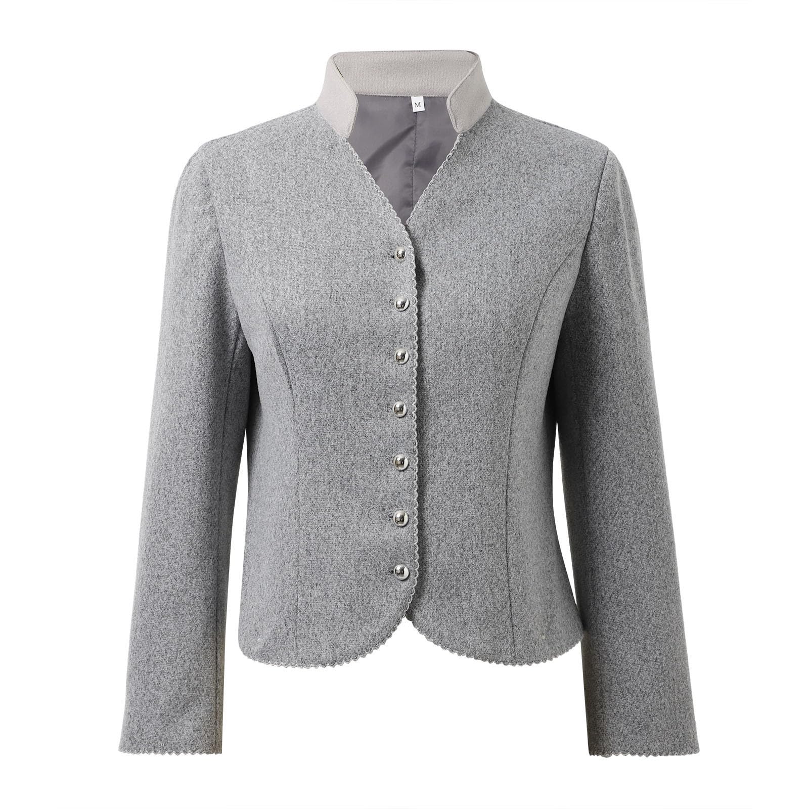 Trachtenjacke Damen Kurze Wolljacke Stehkragen Dirndl Jacke Traditionelle taillierte Lodenjacke Festliche Trachtenblazer Elegante Wolle Trachtenjanker Oktoberfest Trachten Dirndljacke