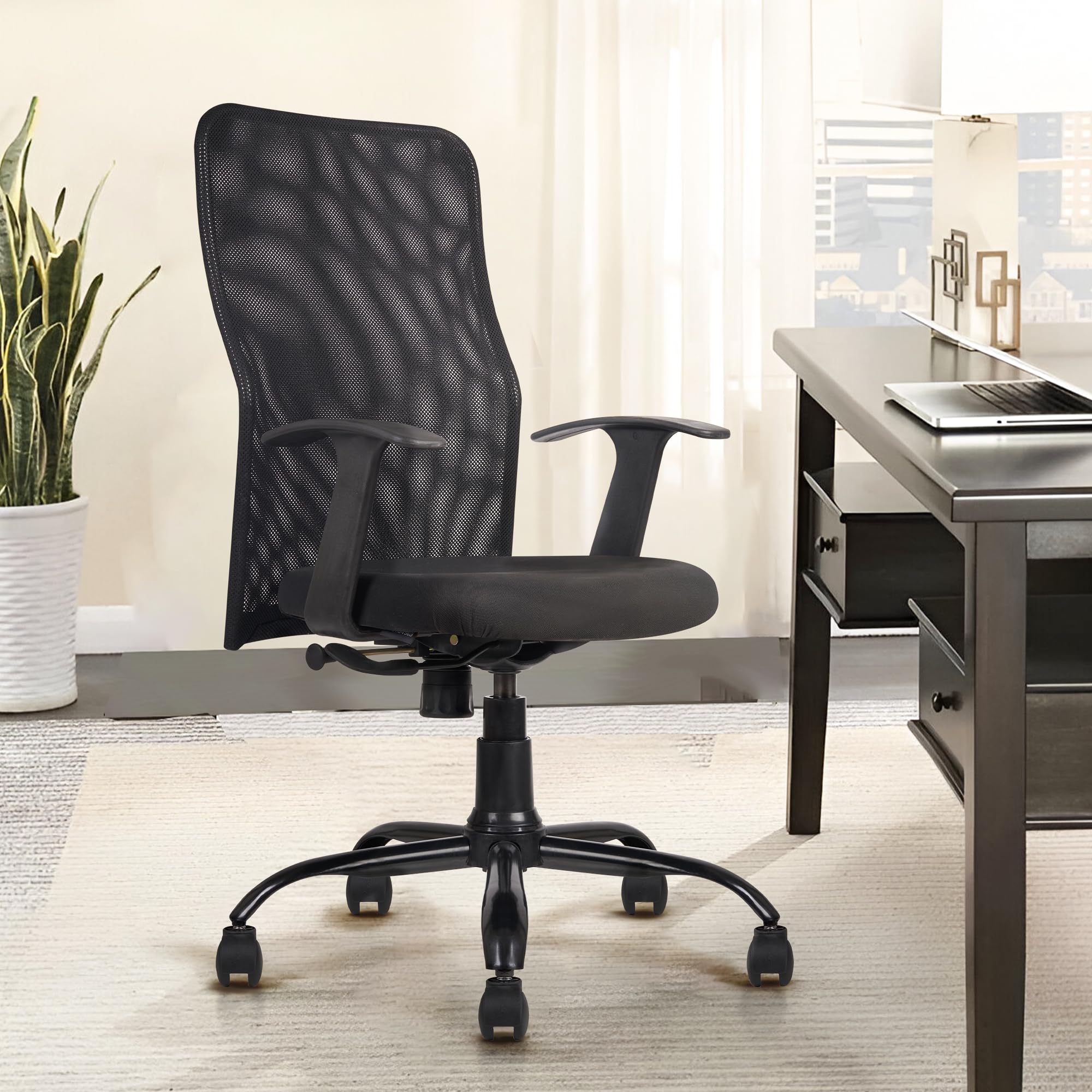 Comforto High Back Mesh Ergonomic Office Chair, Revolving, Tilt & Height Adjustable Mechanism, Perfect for Home & Computer Home Office with 6 Months Limited Warranty (Black)