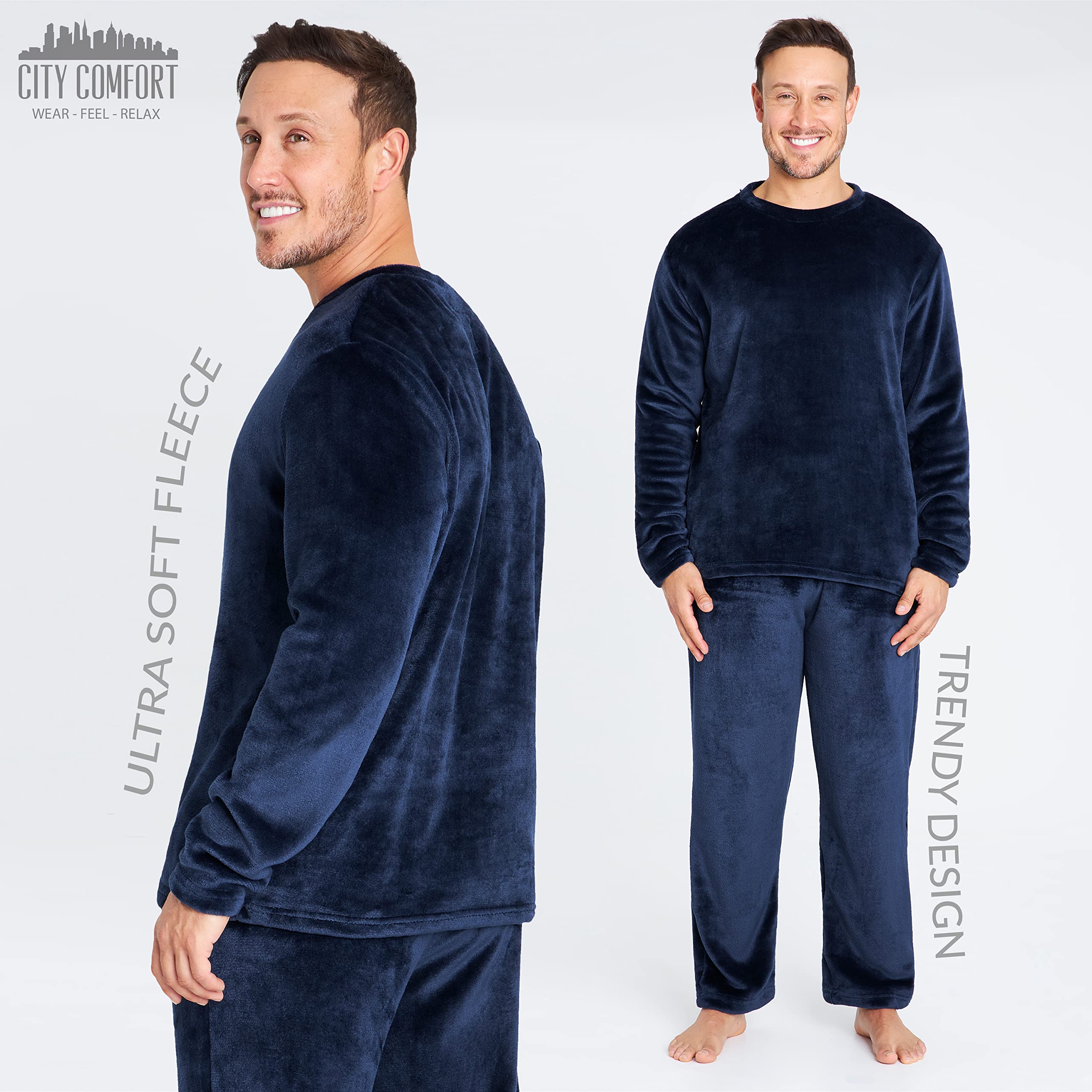 CityComfort Pigiama Uomo Set, 2 Pz Set Pile Abbigliamento da Casa - Regalo Uomo