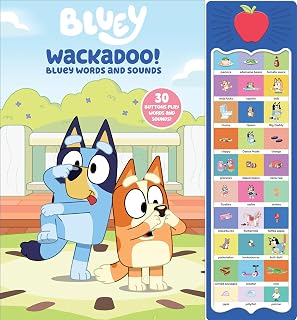 Bluey Wackadoo! Words & Sounds Interactive Sound Book with 30 Buttons - Hear Bluey & Bingo Voices | PI Kids