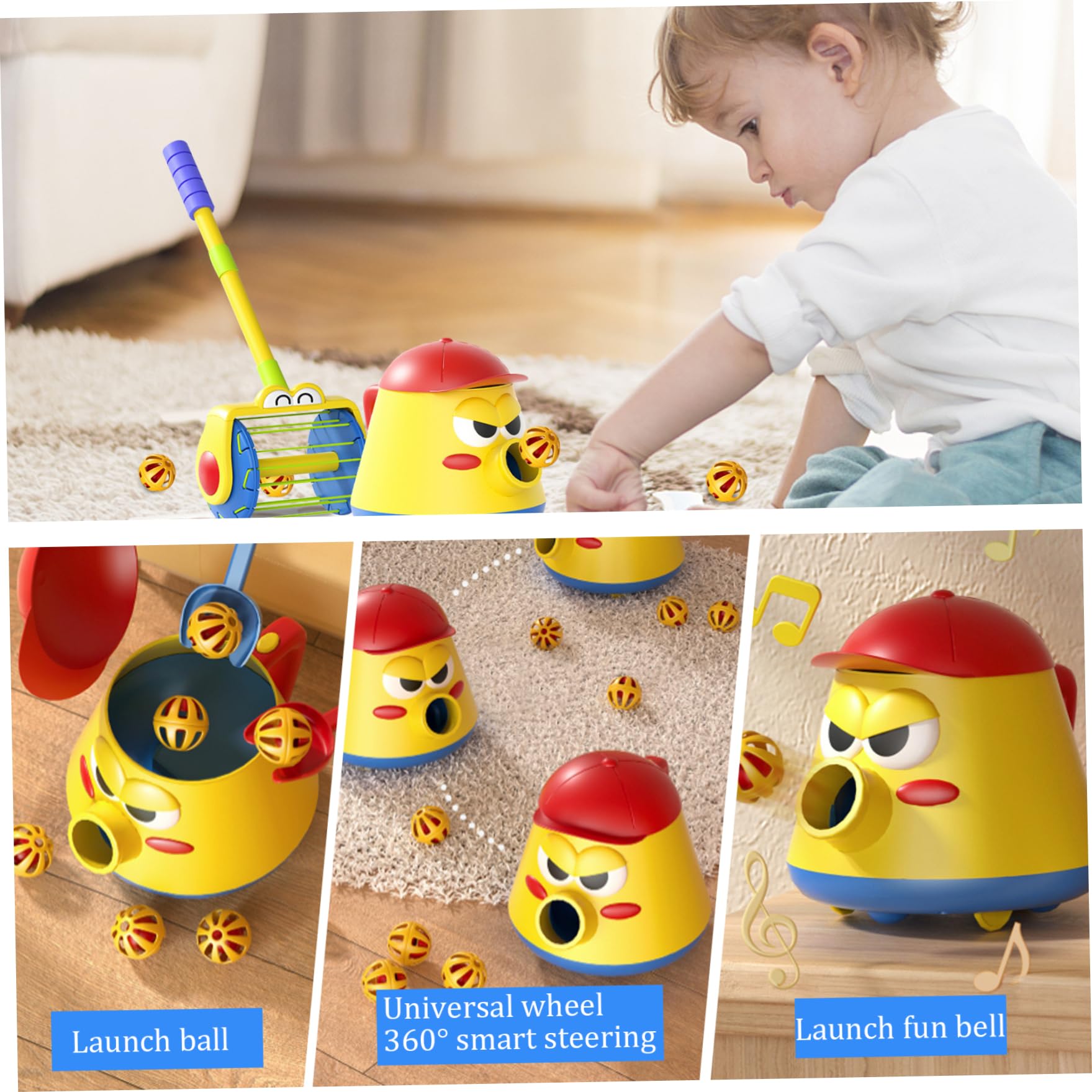 Aspirapolvere a Sfera Giocattolo Rotante a 360° per Bambini Aspirapolvere Giocattolo Set con Push Walker Campana Sfera con Vanga Senza Batteria