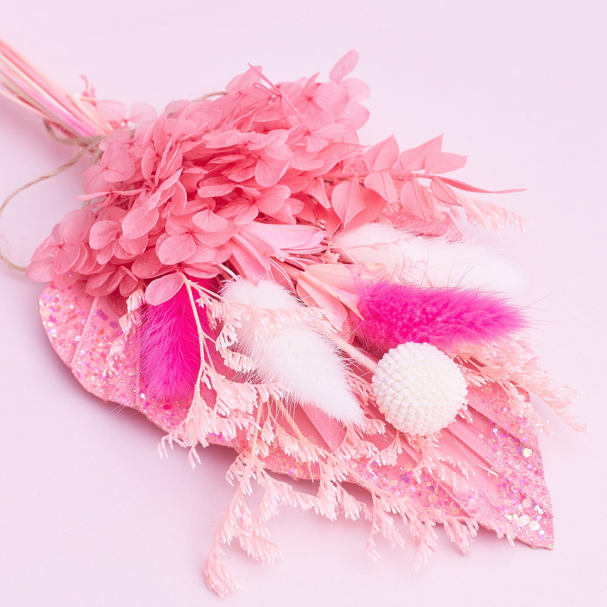 The Baked Studio - Dried Flowers For Cakes Decoration And Crafts With A Pink Glitter Palm Spear (Pinks & Glitter) - Image 2