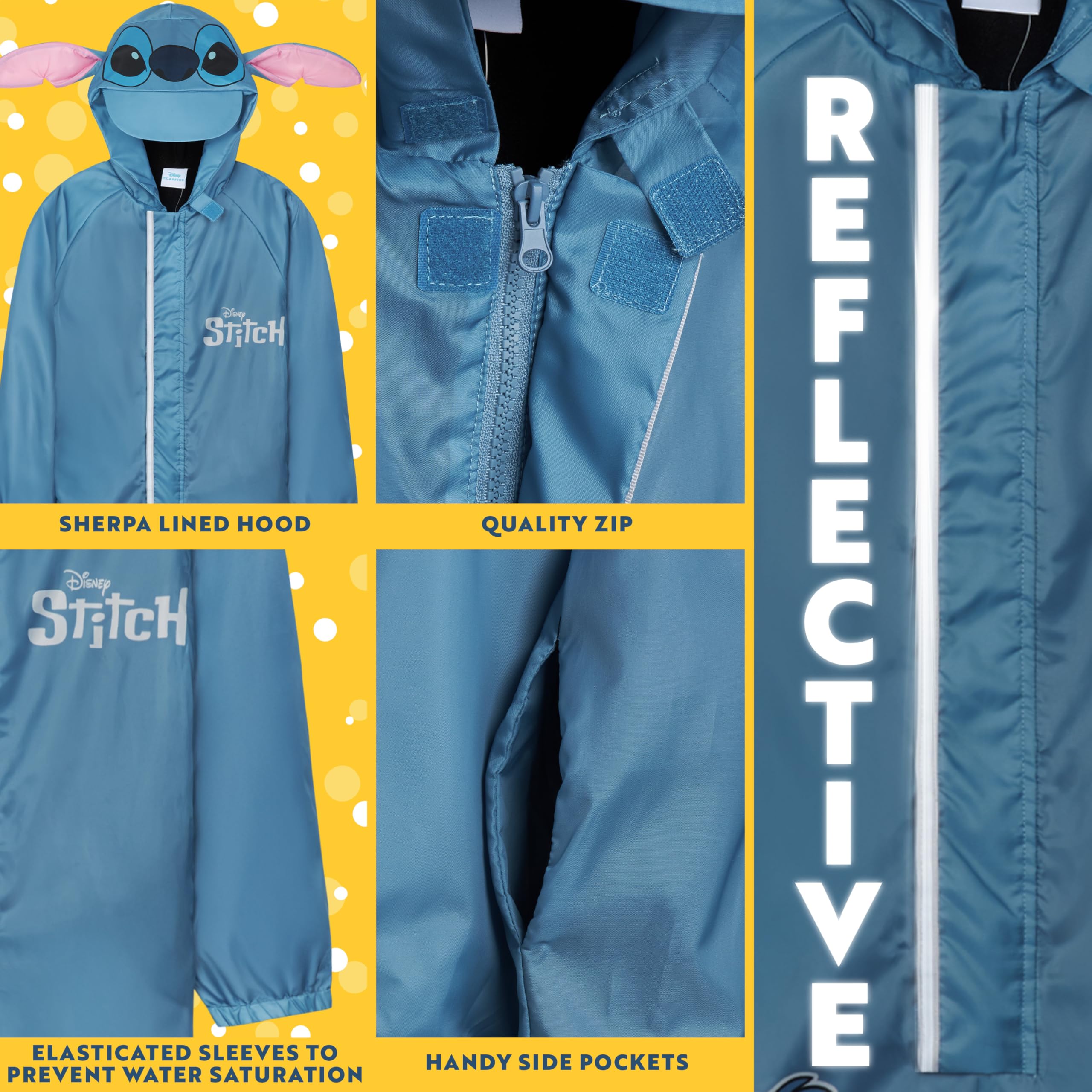 Get Trend Disney Mono Impermeable Bebe Niña con Forro Polar Traje de Lluvia Chaqueta con Cremallera Ropa Impermeable