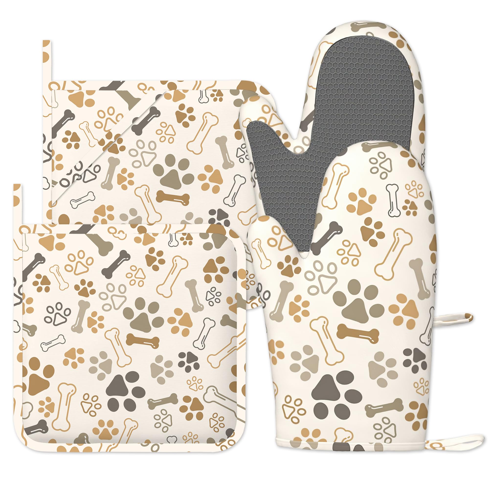 Bilangce Dog Bone Paw Oven Mitts And Pot Holders Sets, Oven Gloves Heat Resistant, Cute Baker Stuff, Chef Cooking Baking Gifts For Bakers, Kitchen Gifts For Cooking Lover Cooks Mom
