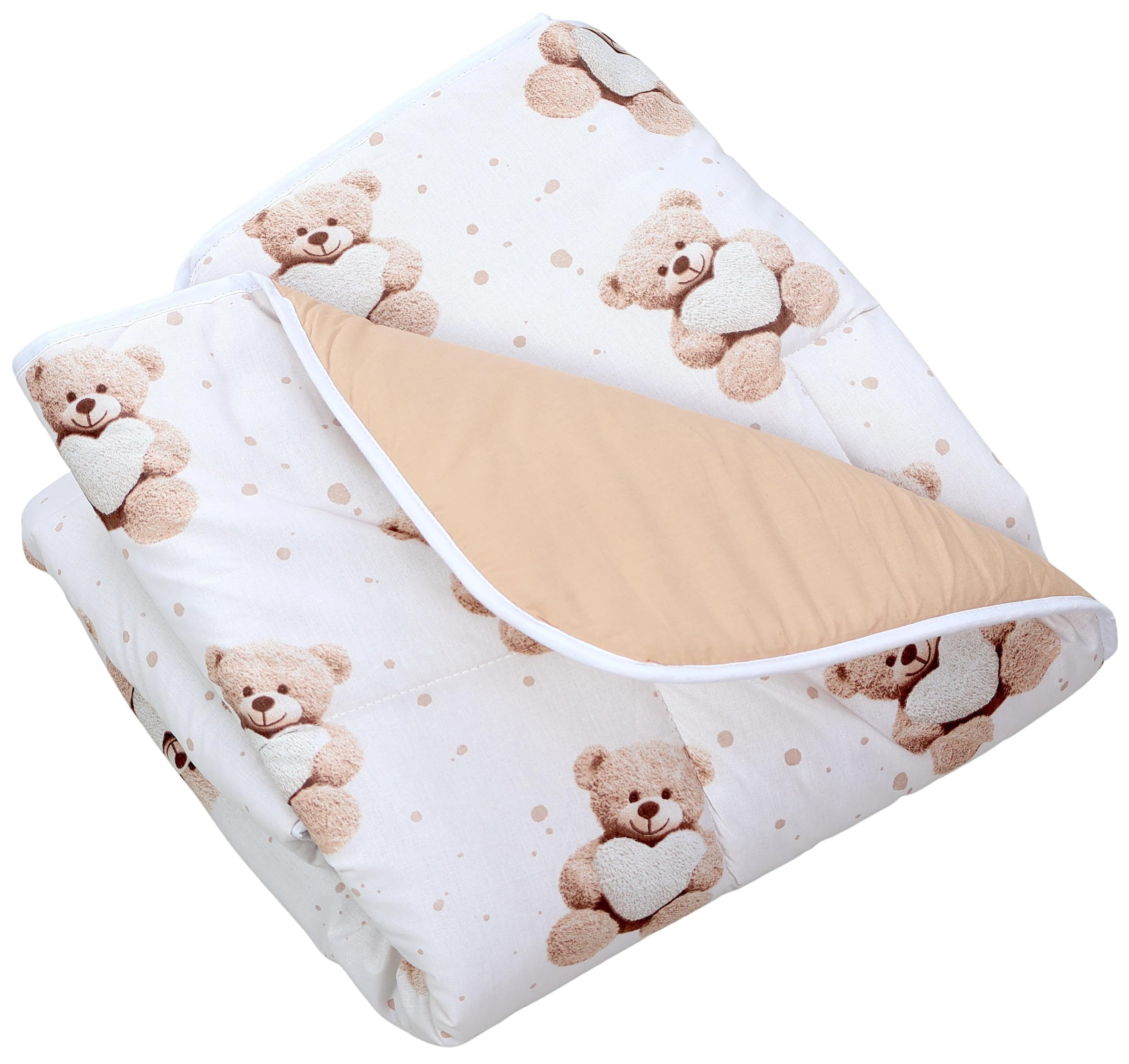 TupTam Tappeto Play Mat Per Bambini e Neonati Coperta 120 x 120 cm Gioco Imbottita XXL, Orsacchiotto con cuore/Beige