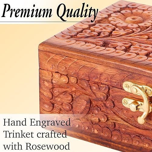 Miniatura 3 de ZEDANU Caja de joyería de madera hecha a mano, organizador de joyería, caja de recuerdos de madera, joyero vintage, caja de almacenamiento