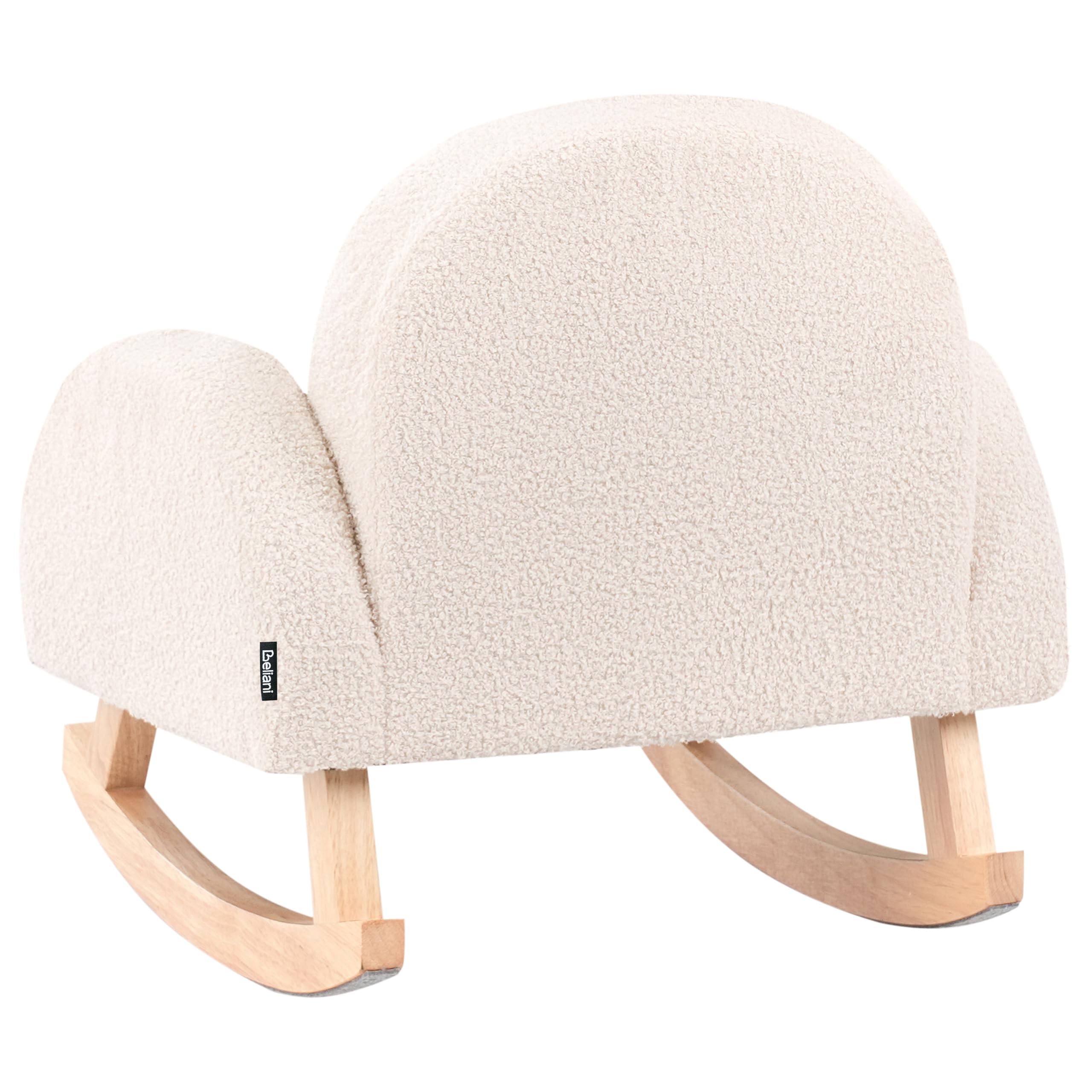 Fauteuil à Bascule pour Enfants en Bouclé Pieds en Bois Beige Clair Hug