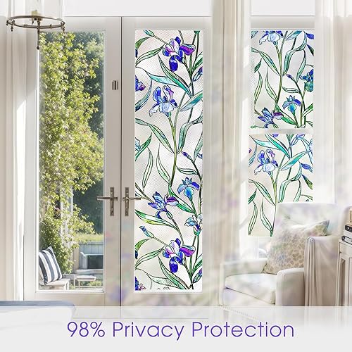 Miniatura 6 de Coavas Película de vidrieras para ventana Película decorativa 3D de privacidad para ventana, no adhesiva, película de adherencia estática para